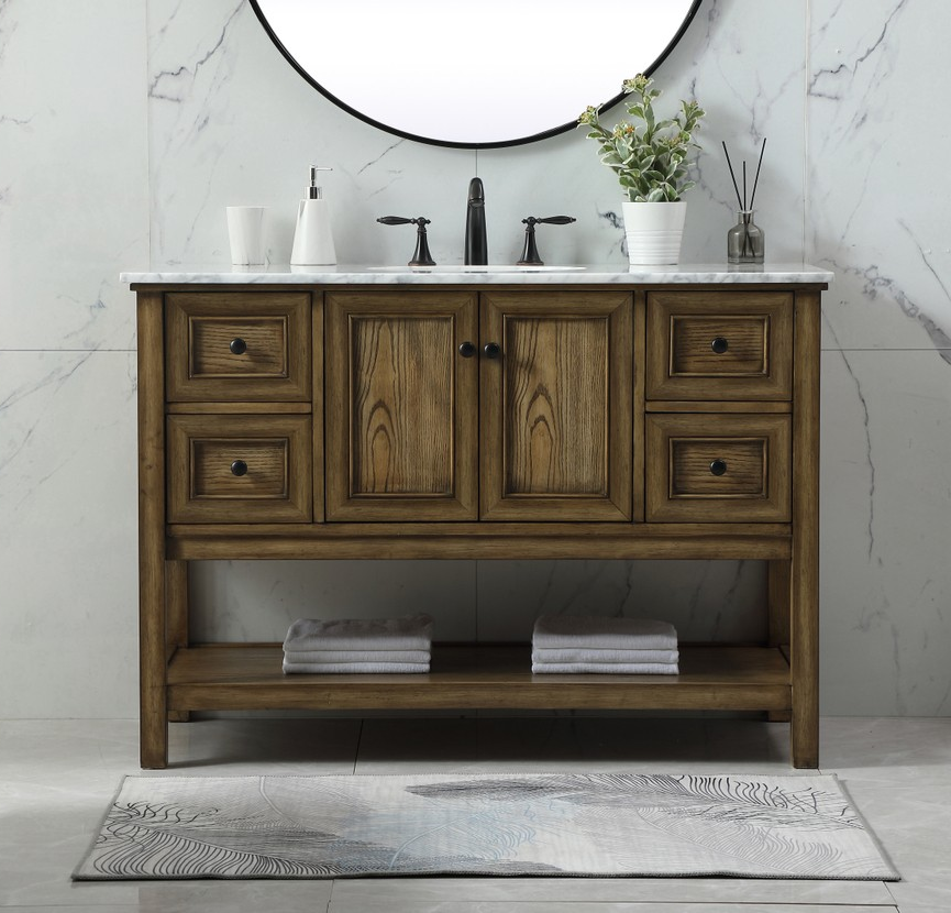 Modern Fitting 48" Single Bathroom Vanity in Driftwood Finish Modern Fitting 48" Single Bathroom Vanity in Driftwood Finish