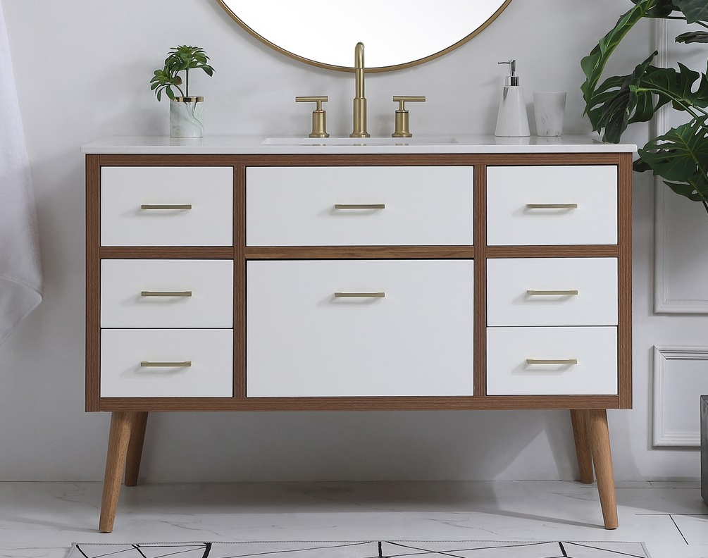48 inch Bathroom Vanity in White with Backsplash Option 48 inch Bathroom Vanity in White with Backsplash Option