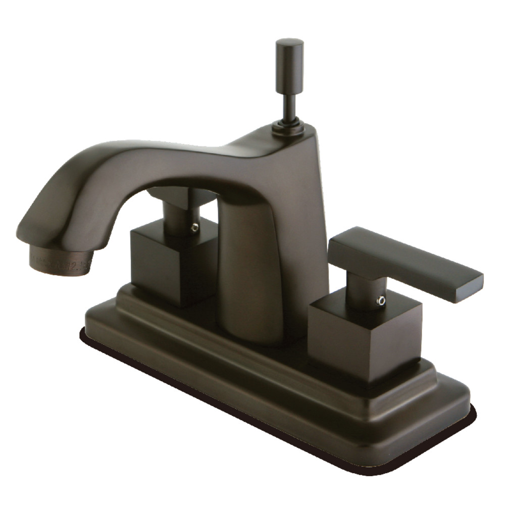 Double Handle 3 Hole Deck Mount 4" Centerset Bathroom Faucet with Brass Pop-Up, Oil Rubbed Bronze with 4 Finish Options