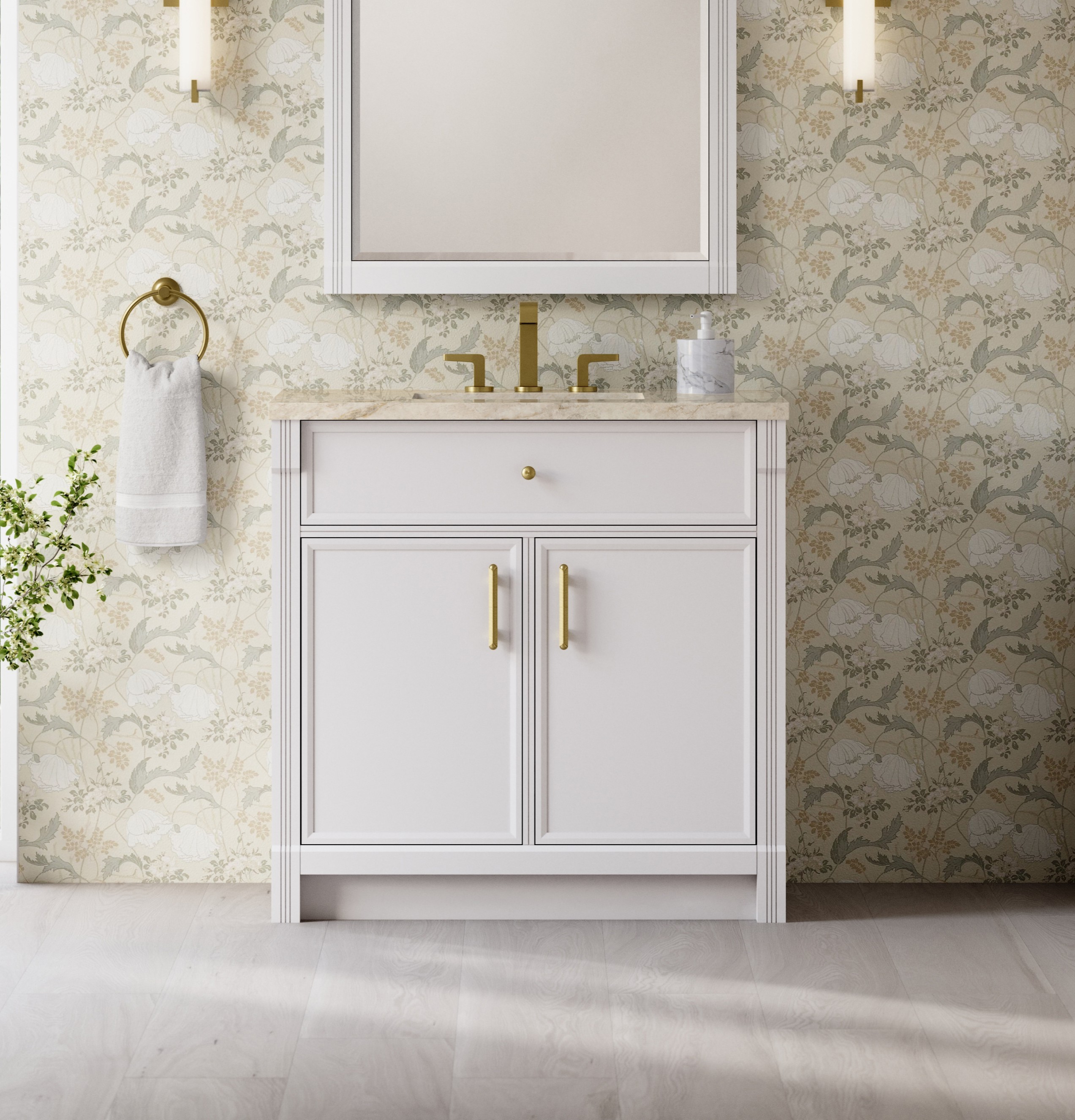 James Martin 36" Single Vanity Cabinet, Bright White, Base only with Countertop Options