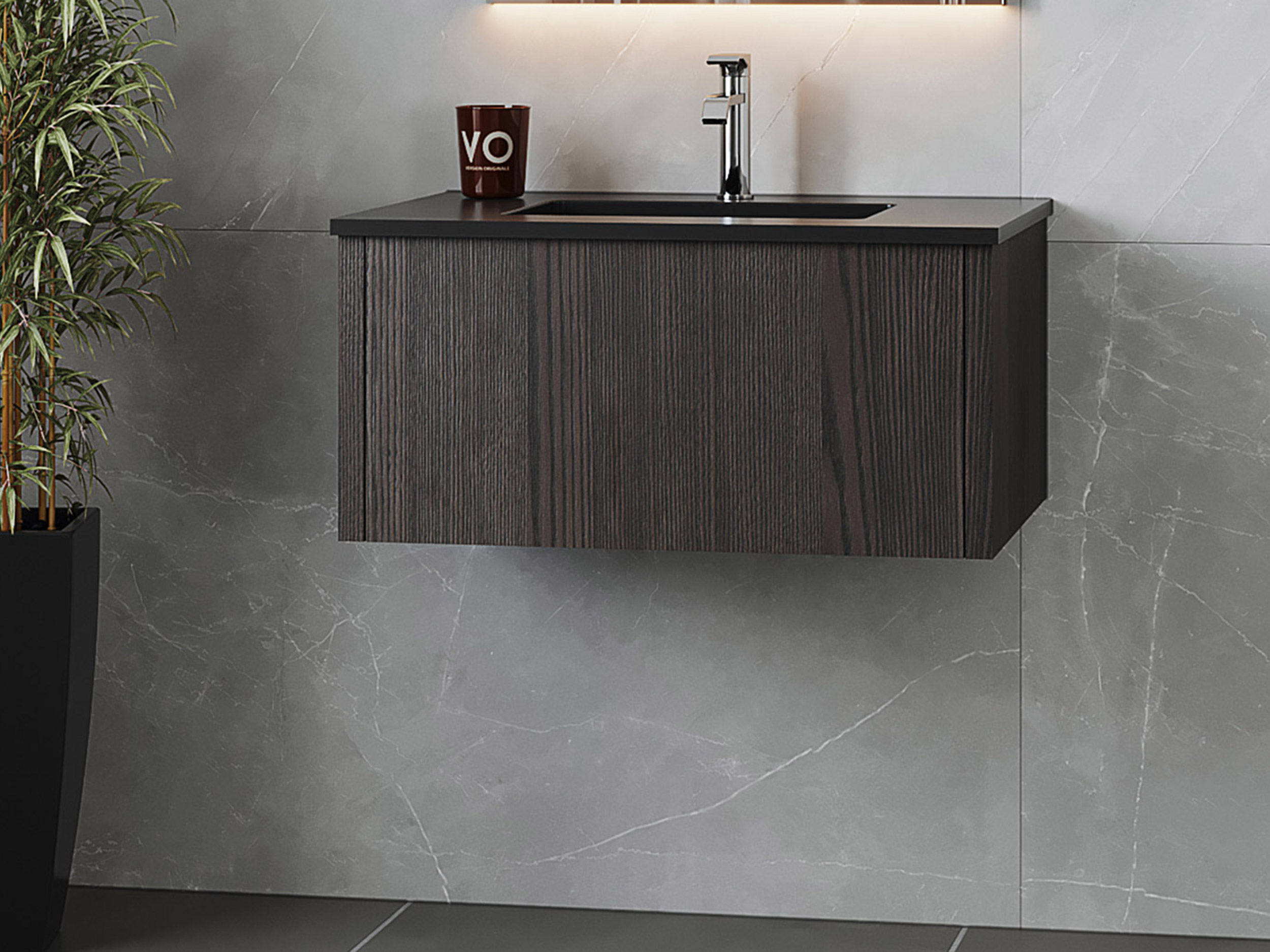 30" Wall-mount Bathroom Vanity with 3 Wood Finishes and 2 Countertop Options