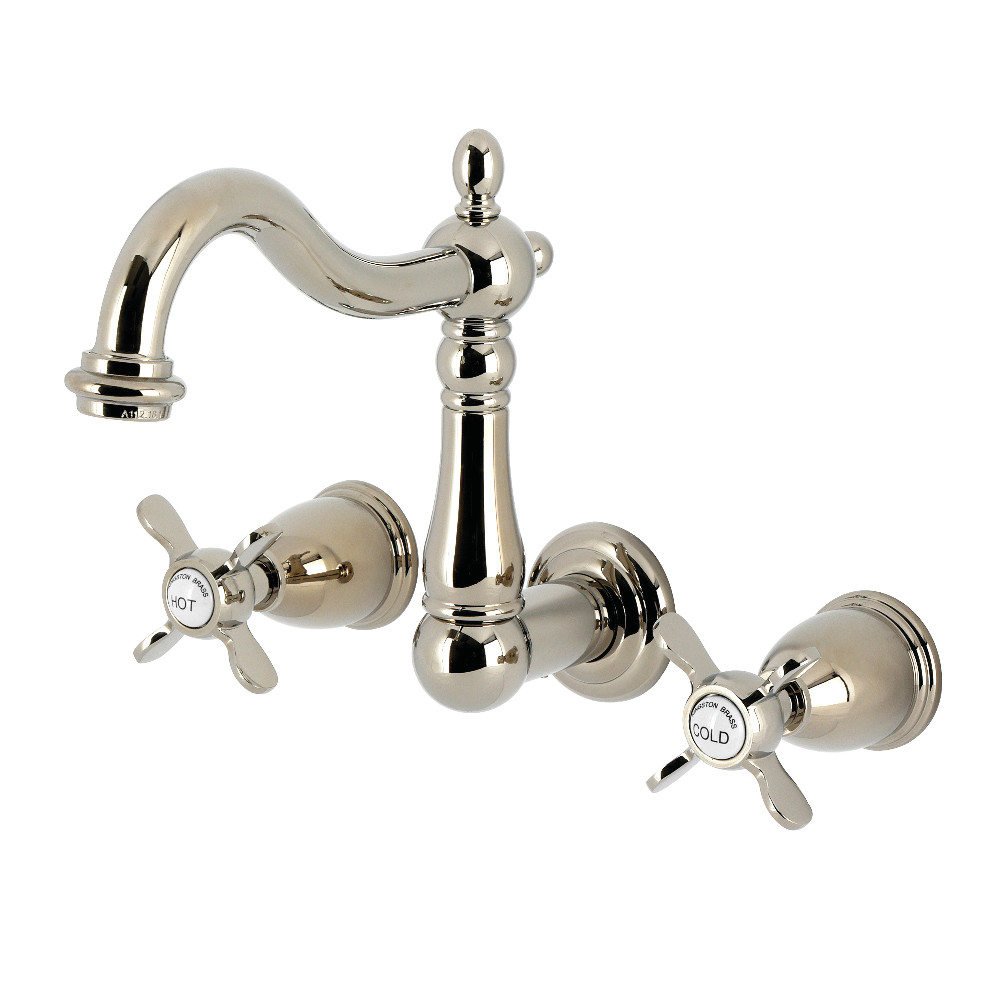 Double-Handle Wall Mount Bathroom Faucet, Polished Nickel with 7 Finish Options