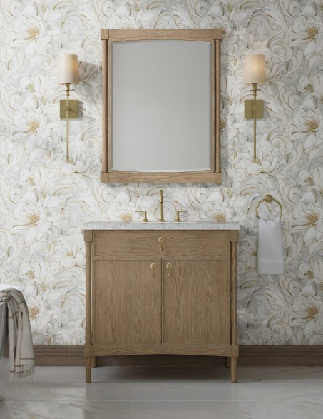 James Martin 36" Single Vanity Cabinet, Weathered Oak, with Countertop Options and Mirror Option