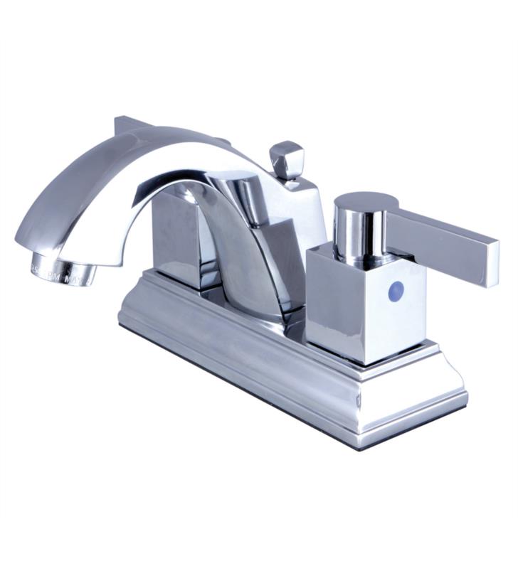 Meridian 4 1/2" Double Flat Metal Lever Handle Centerset Bathroom Sink Faucet with Pop-Up Drain