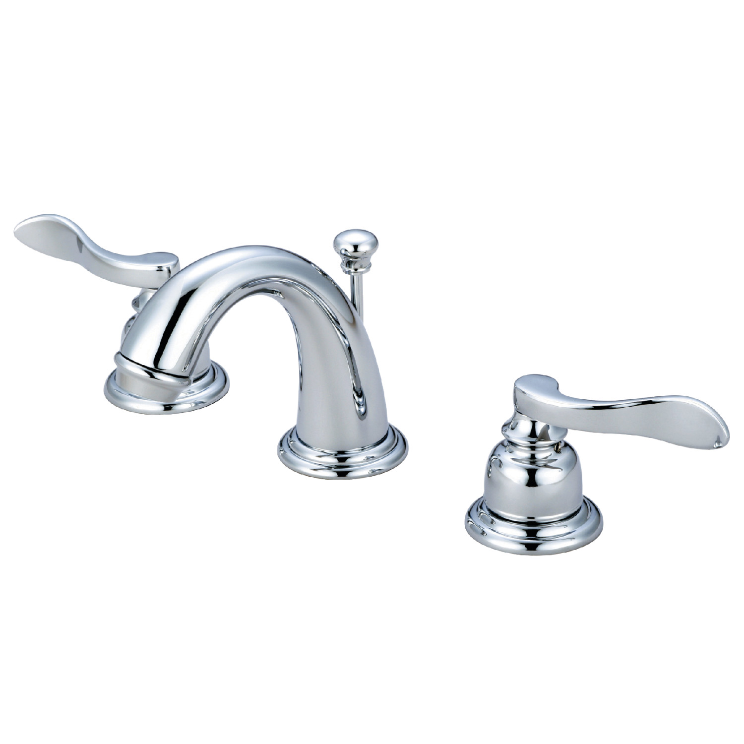 Modern Two-Handle 3-Hole Deck Mounted Widespread Bathroom Faucet with Plastic Pop-Up in Polished Chrome with 4 Finish Options