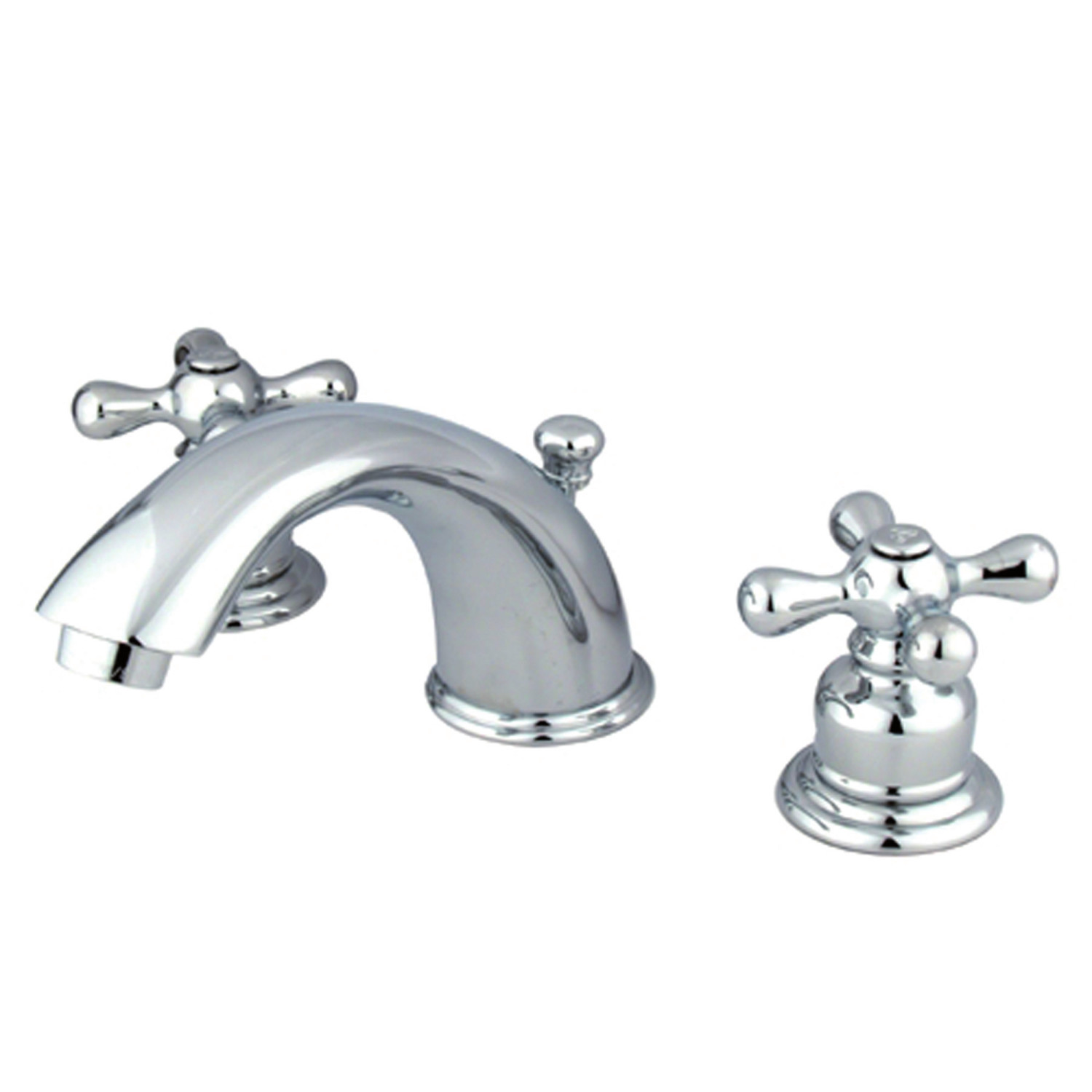 Vintage Dual Cross Two-Handle 3-Hole Deck Mounted Widespread Bathroom Faucet with Plastic Pop-Up in Polished Chrome