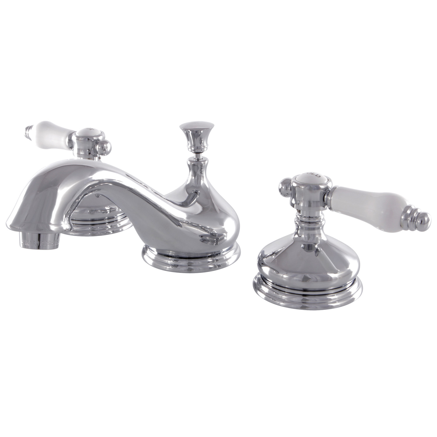 Traditional Lever Two-Handle 3-Hole Deck Mounted Widespread Bathroom Faucet with Brass Pop-Up in Polished Chrome