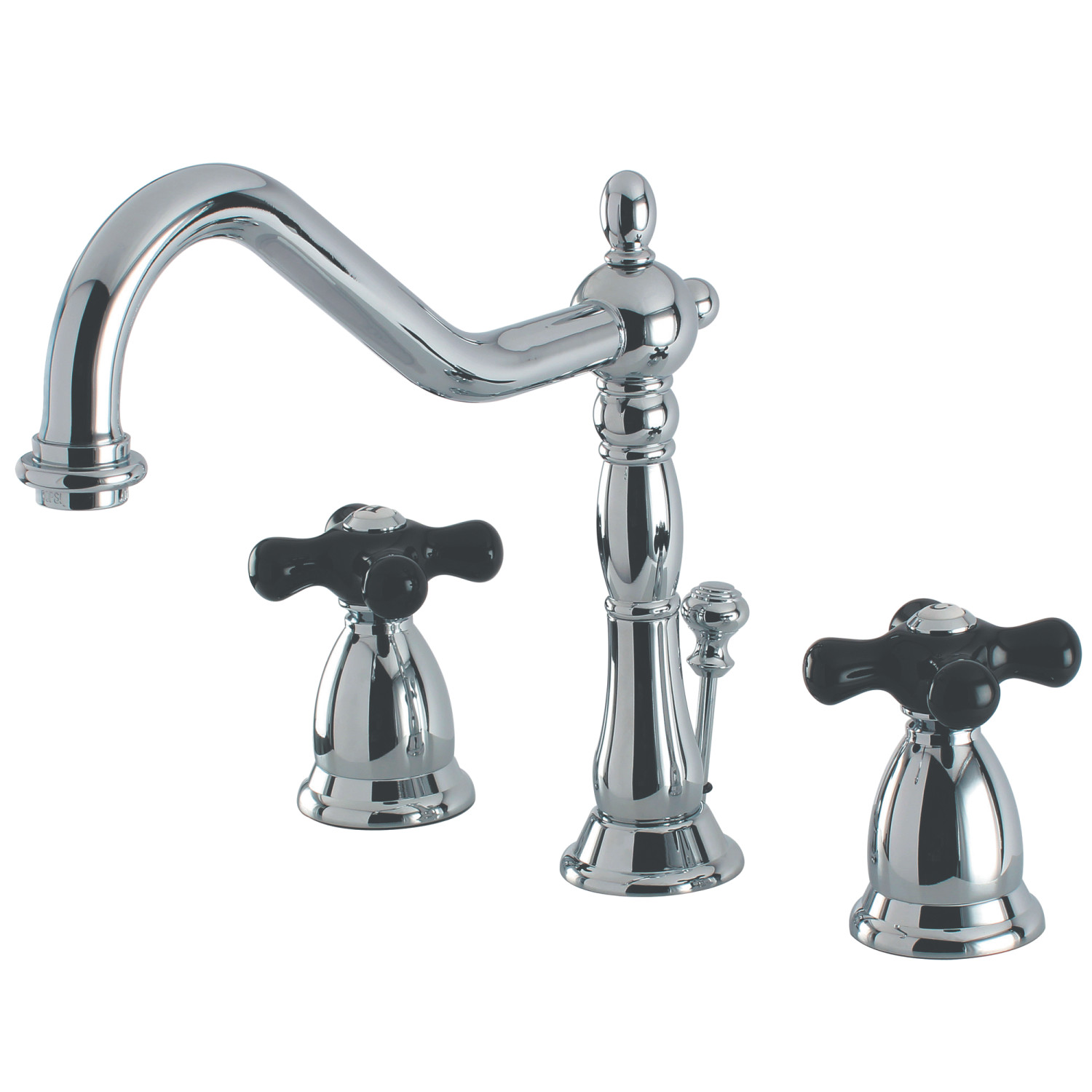 Traditional Dual Cross 2-Handle 3-Hole Deck Mounted Widespread Bathroom Faucet with Brass Pop-Up in Polished Chrome