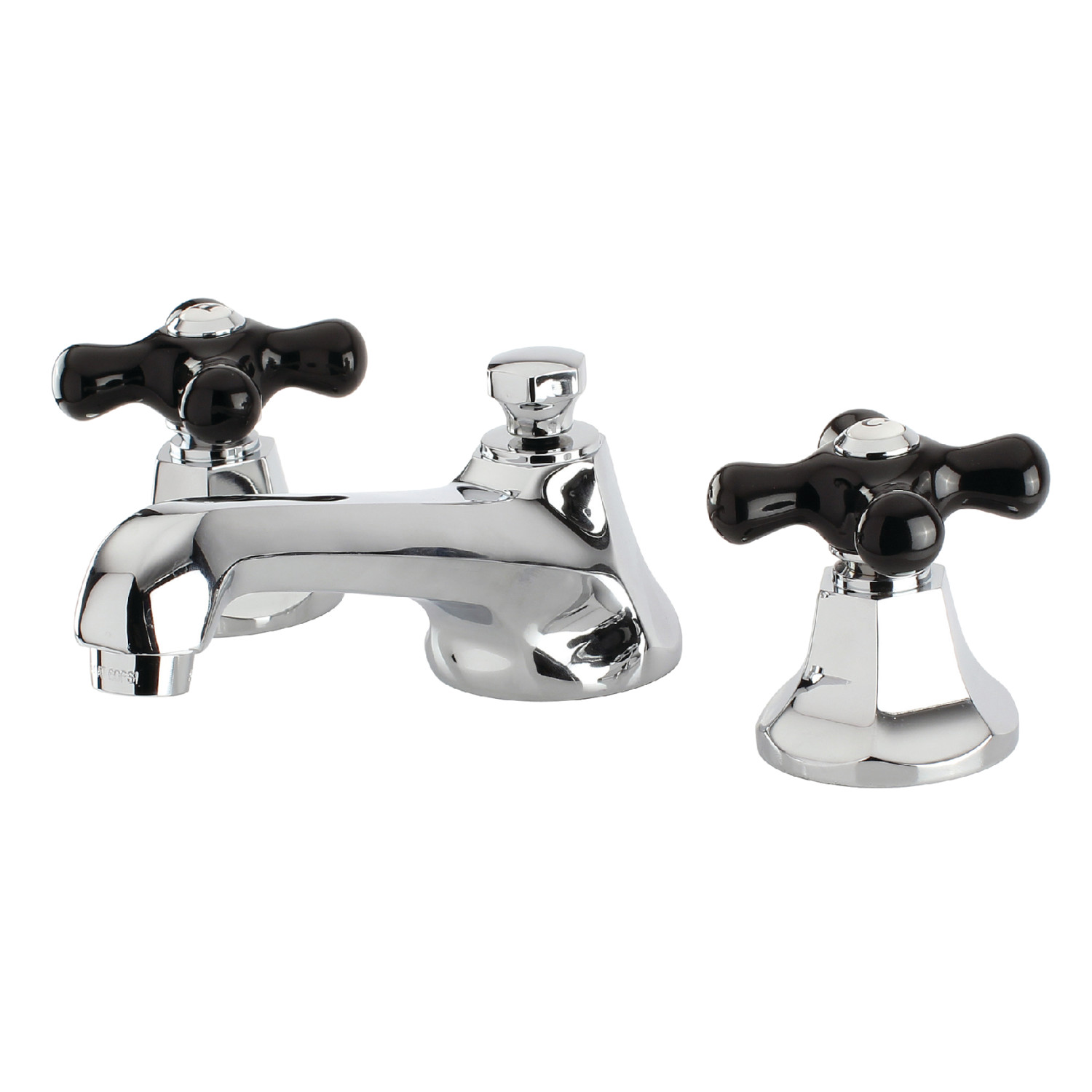Traditional Dual Cross Two-Handle Three-Hole Deck Mounted Widespread Bathroom Faucet with Brass Pop-Up in Polished Chrome