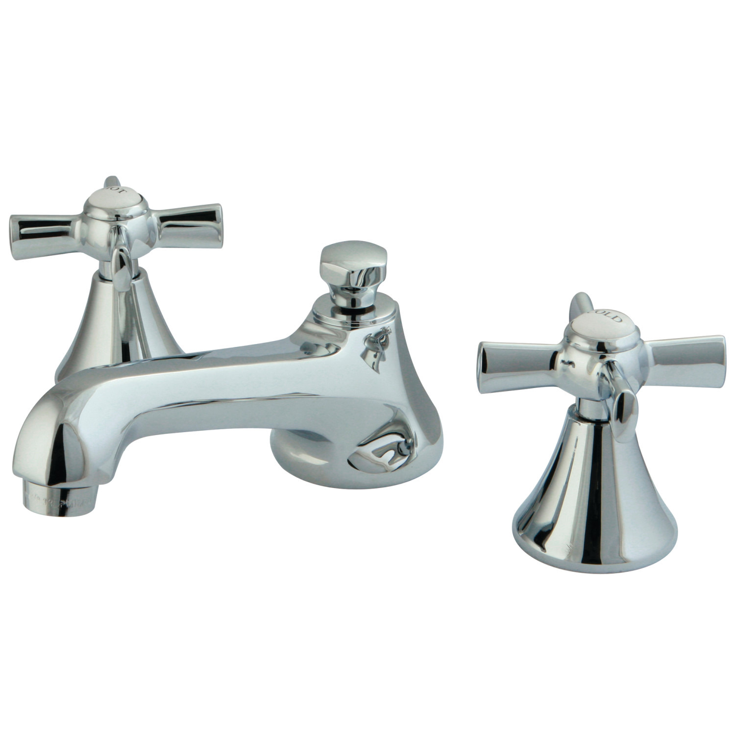 Modern Two-Handle 3-Hole Deck Mounted Widespread Bathroom Faucet with Brass Pop-Up in Polished Chrome with 4 Finish Options