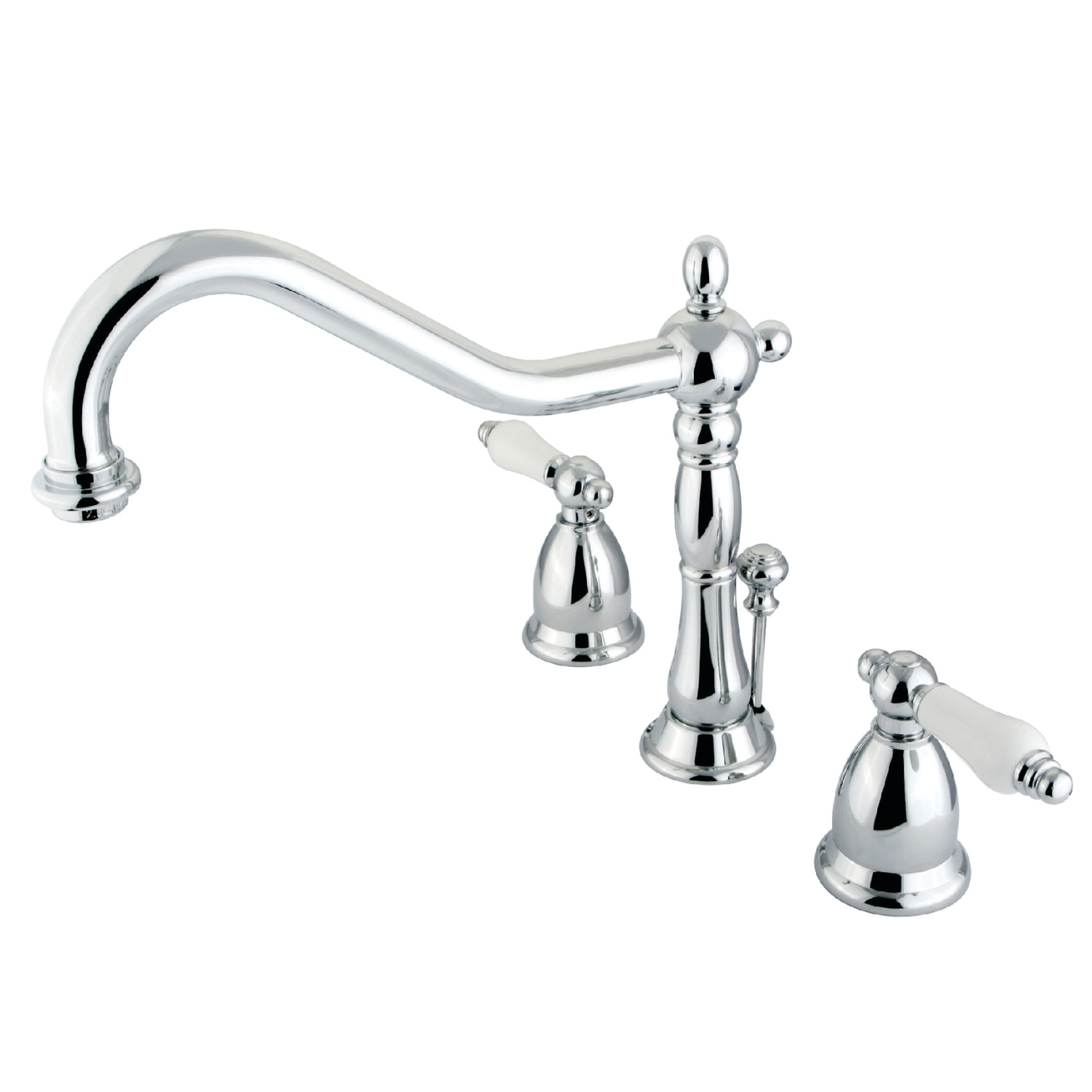 Traditional Two-Handle 3-Hole Deck Mounted Widespread Bathroom Faucet Brass Pop-Up in Polished Chrome with 4 Color Options