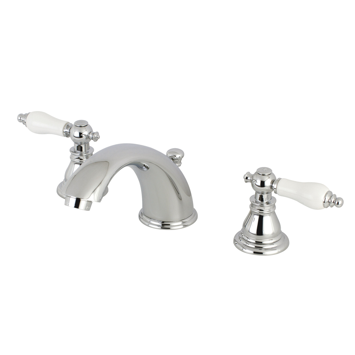 Traditional 2-Handle Three-Hole Deck Mounted Widespread Bathroom Faucet with Plastic Pop-Up in Polished Chrome with 3 Finish Options