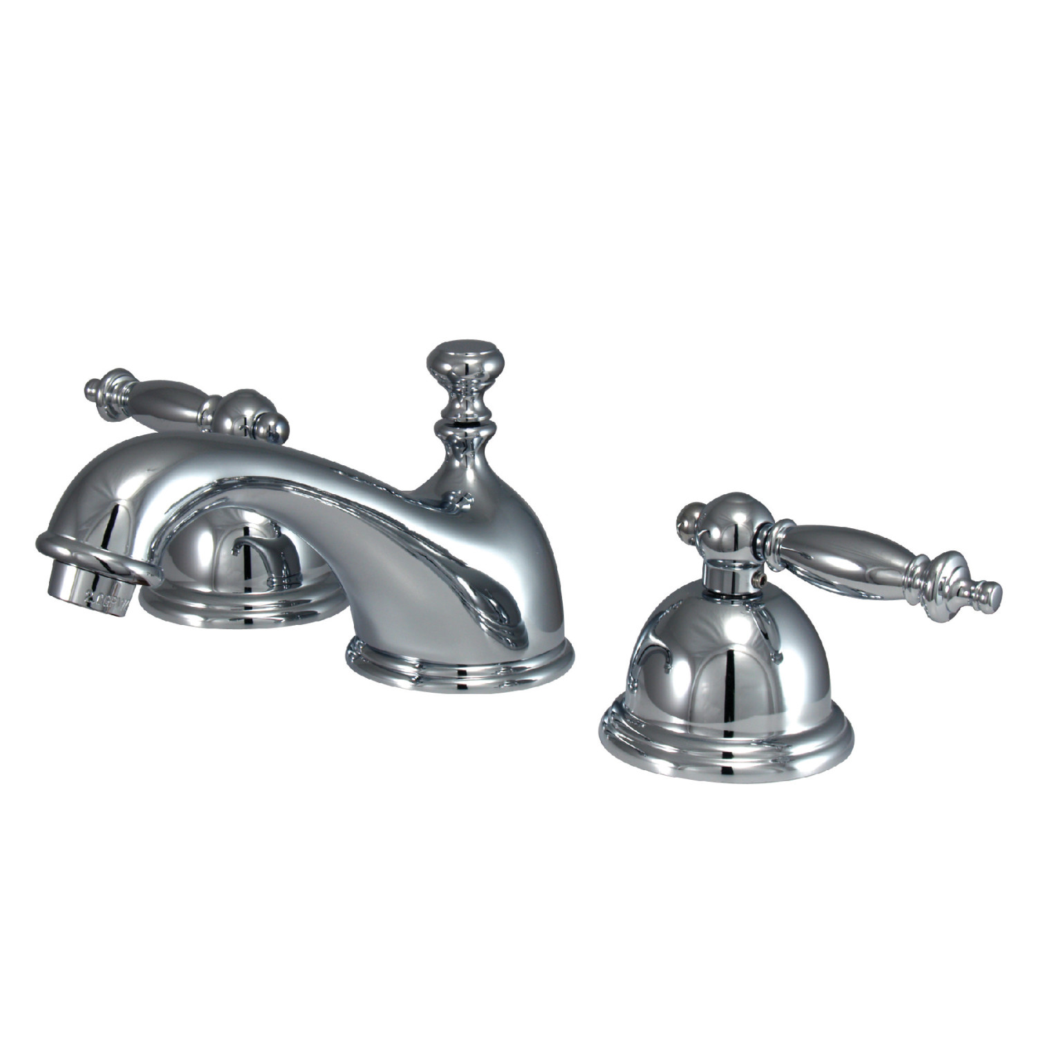 Traditional Two-Handle Three-Hole Deck Mount Widespread Bathroom Faucet with Brass Pop-Up in Polished Chrome