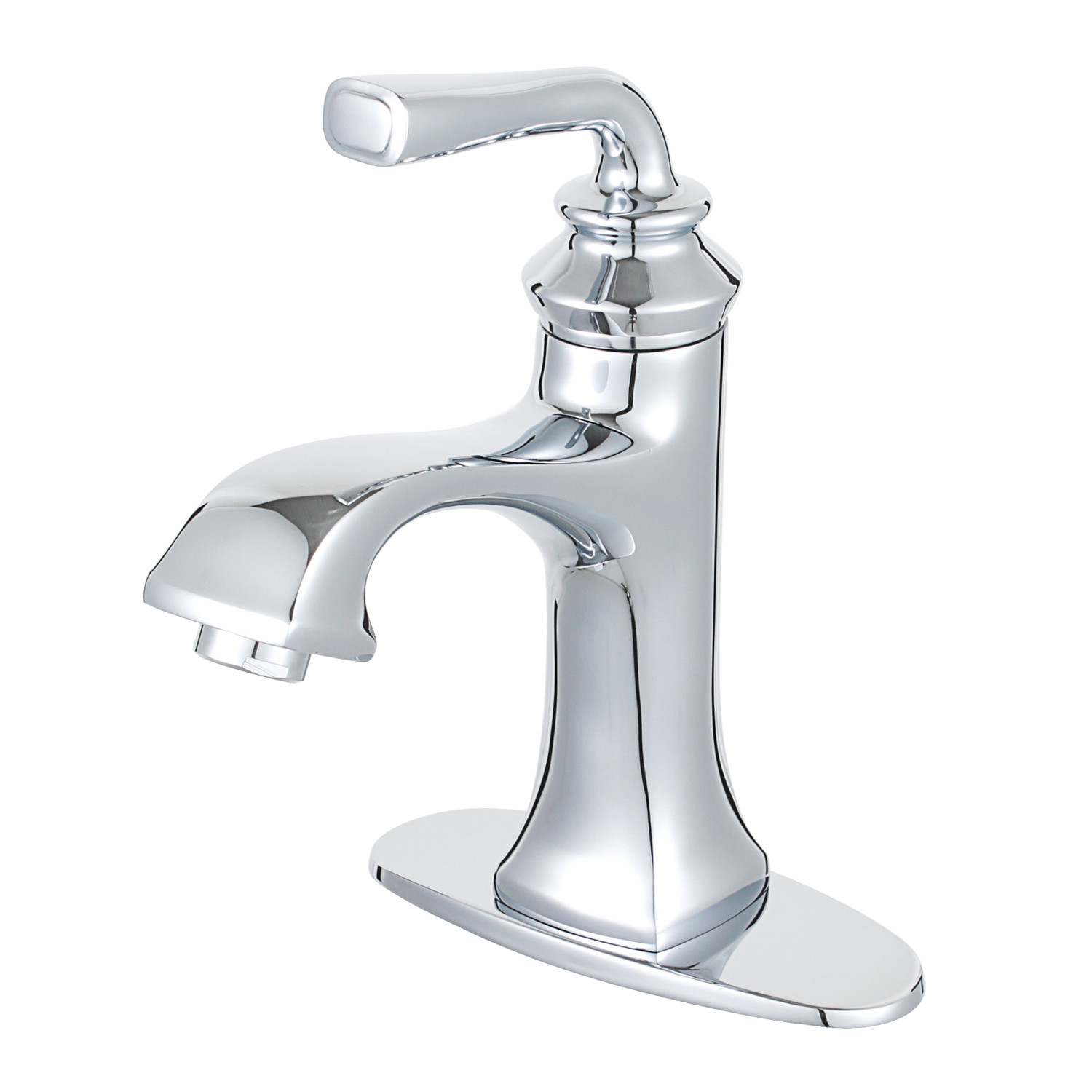 Single-Handle 1-Hole Deck Mounted Single-Handle Bathroom Faucet with Push-Up Drain and Deck Plate in Polished Chrome