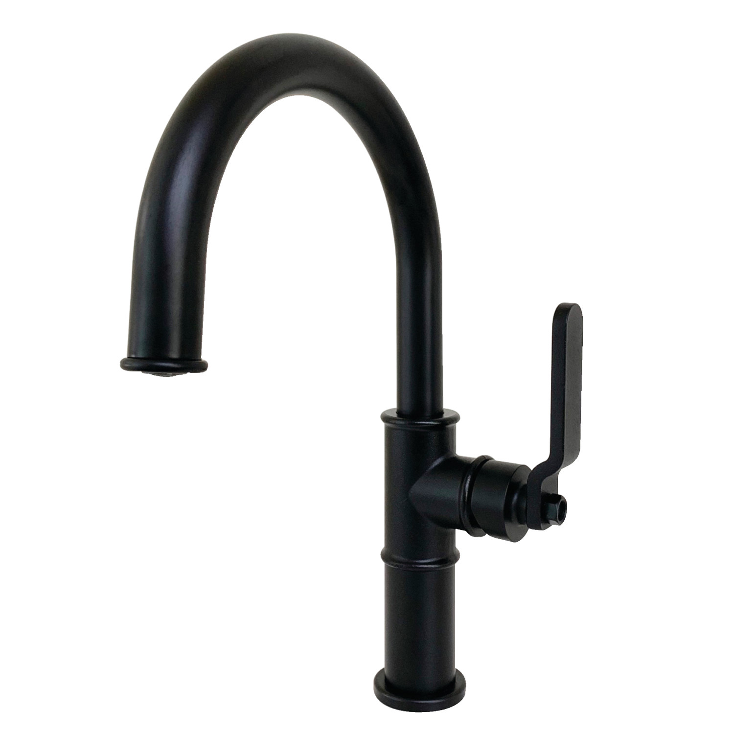 Single-Handle 1-Hole Deck Mount Bathroom Faucet with Push Pop-Up in Matte Black