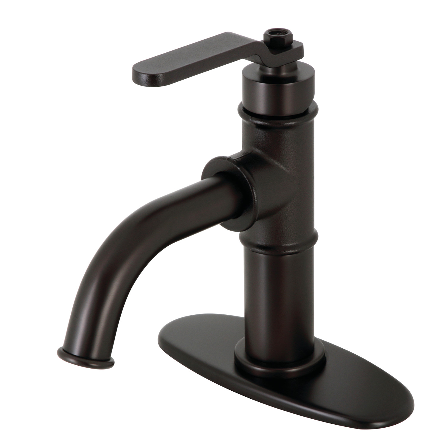 Single-Handle 1-Hole Deck Mount Bathroom Faucet with Push Pop-Up and Deck Plate in Oil Rubbed Bronze