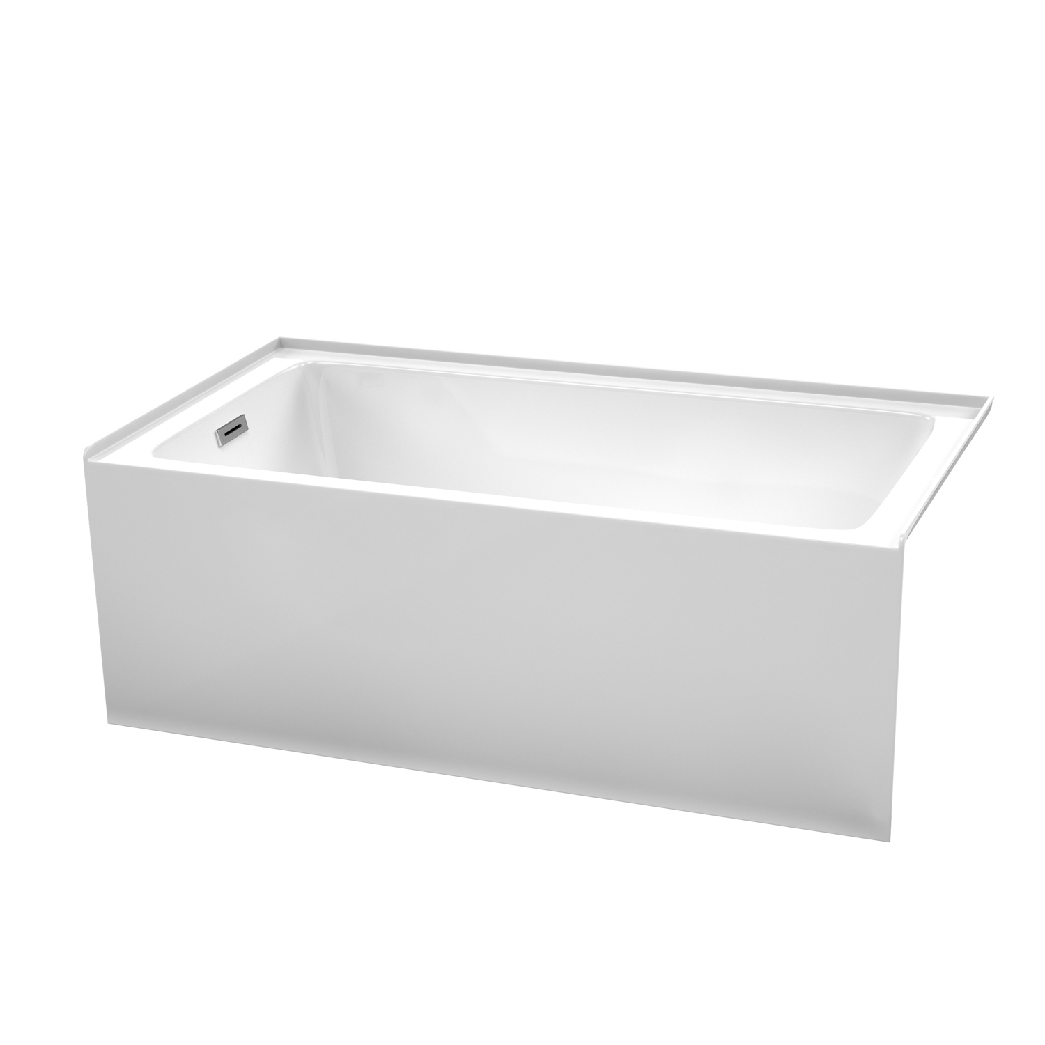 60 x 32" Acrylic Bathtub in White with Left-Hand Drain and Overflow Trim in Polished Chrome