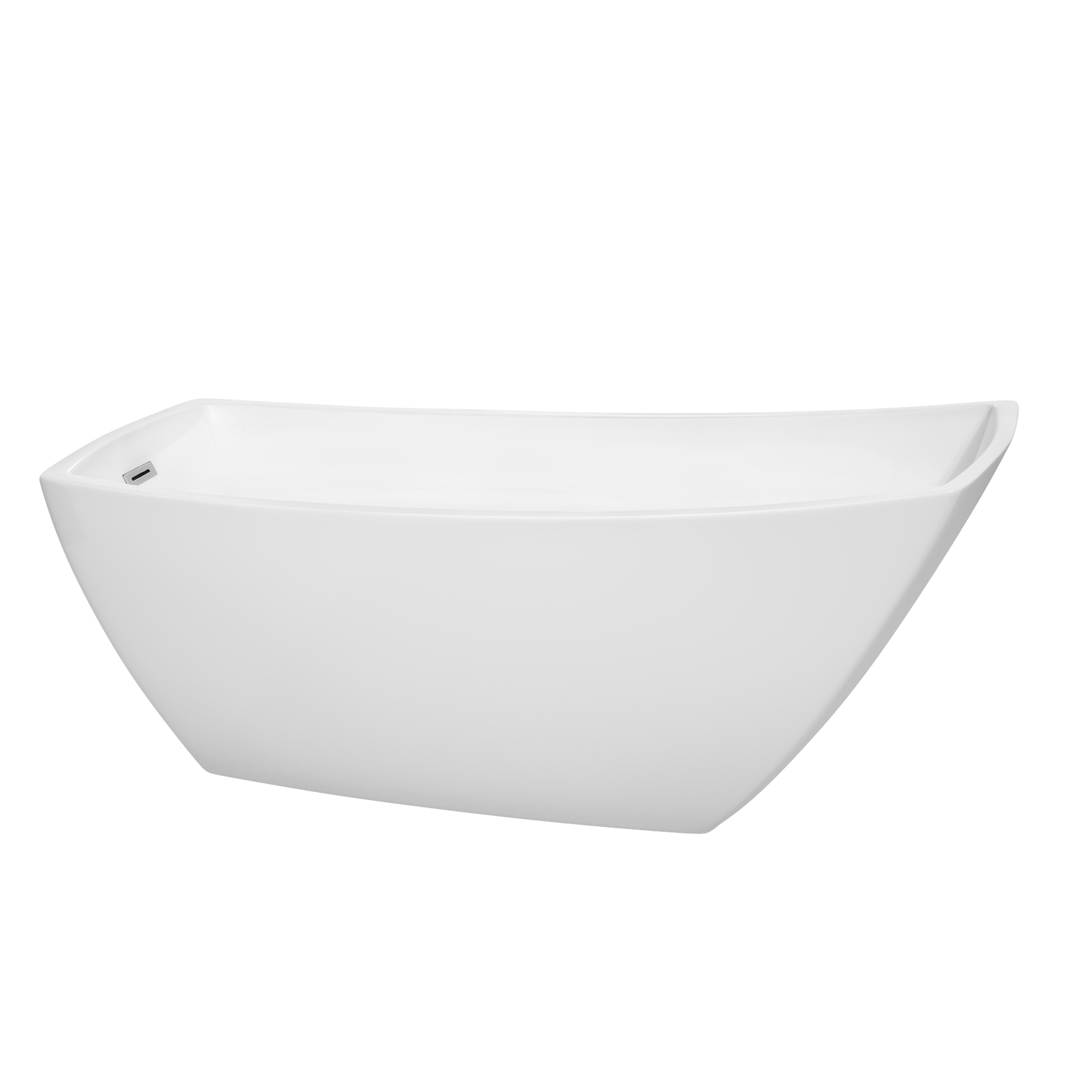 67" Freestanding Bathtub in White with Polished Chrome Drain and Overflow Trim