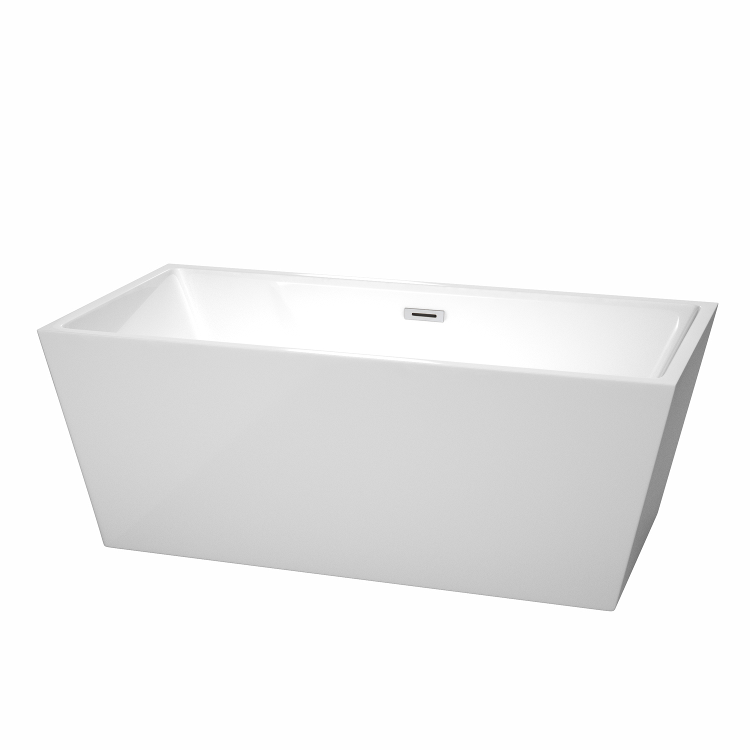 63" Freestanding Bathtub in White with Polished Chrome Drain and Overflow Trim