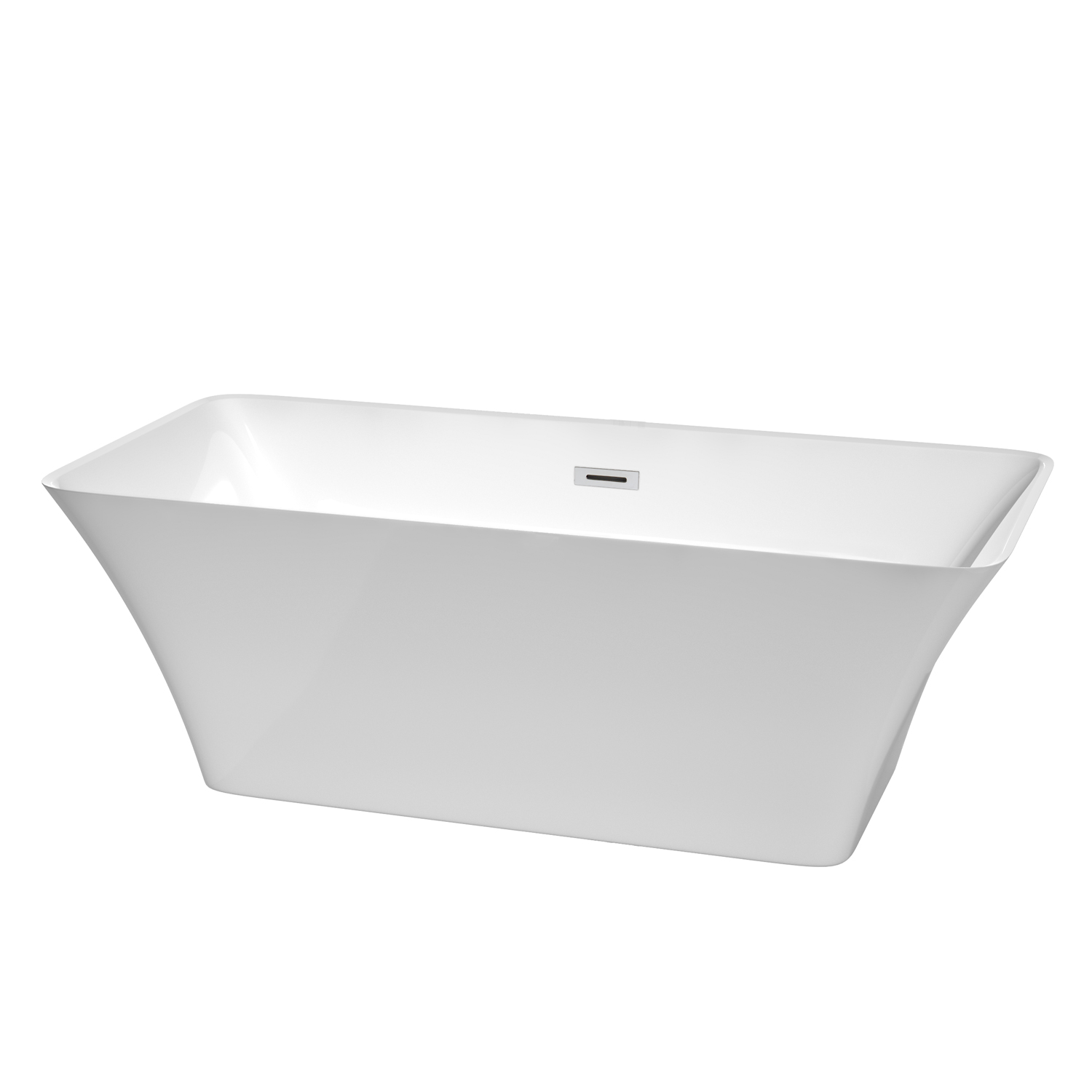 67" Freestanding Bathtub in White with Polished Chrome Drain and Overflow Trim w/ Faucet Option