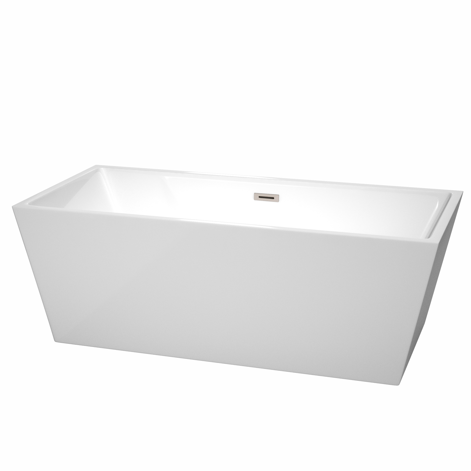 67" Freestanding Bathtub in White with Brushed Nickel Drain and Overflow Trim w/ Faucet Option