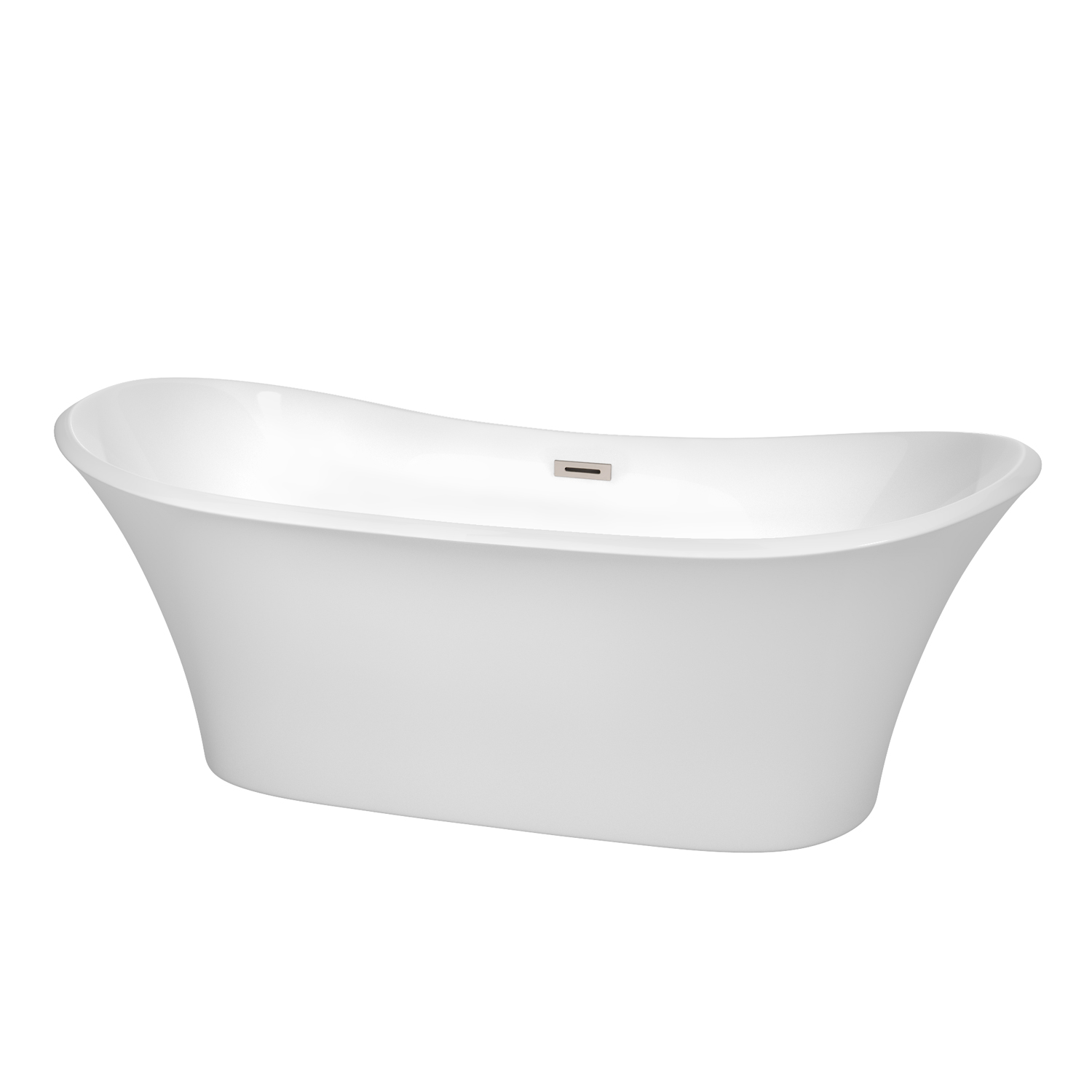 71" Freestanding Bathtub in White with Brushed Nickel Drain and Overflow Trim with Faucet Option
