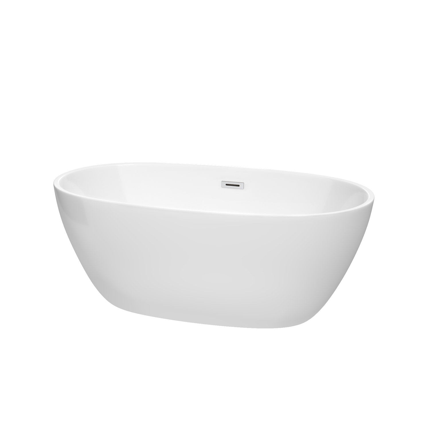 59" Freestanding Bathtub in White with Polished Chrome Drain and Overflow Trim with Hardware and Faucet Option