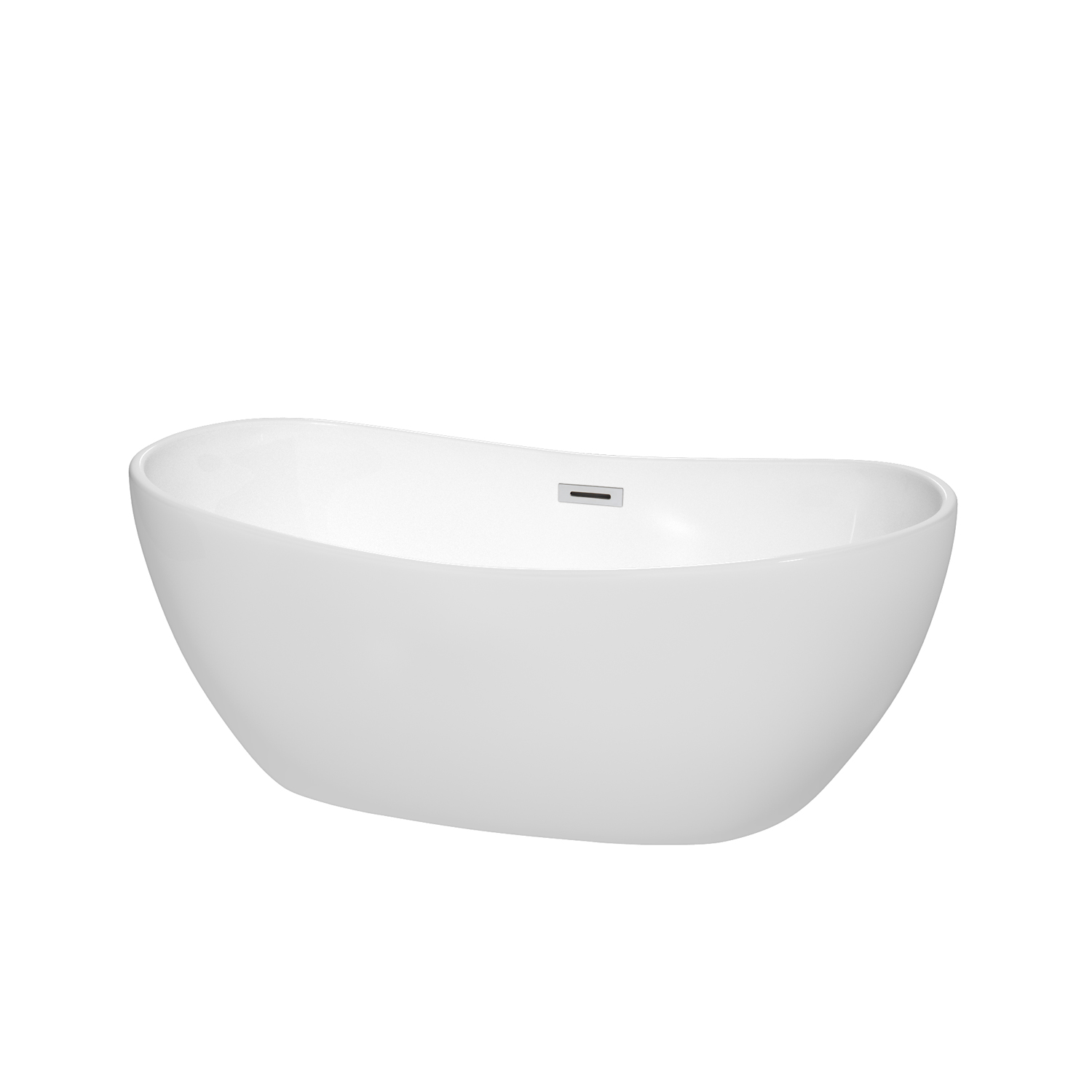 60" Freestanding Bathtub in White with Polished Chrome Drain and Overflow Trim with 2 Faucet Option