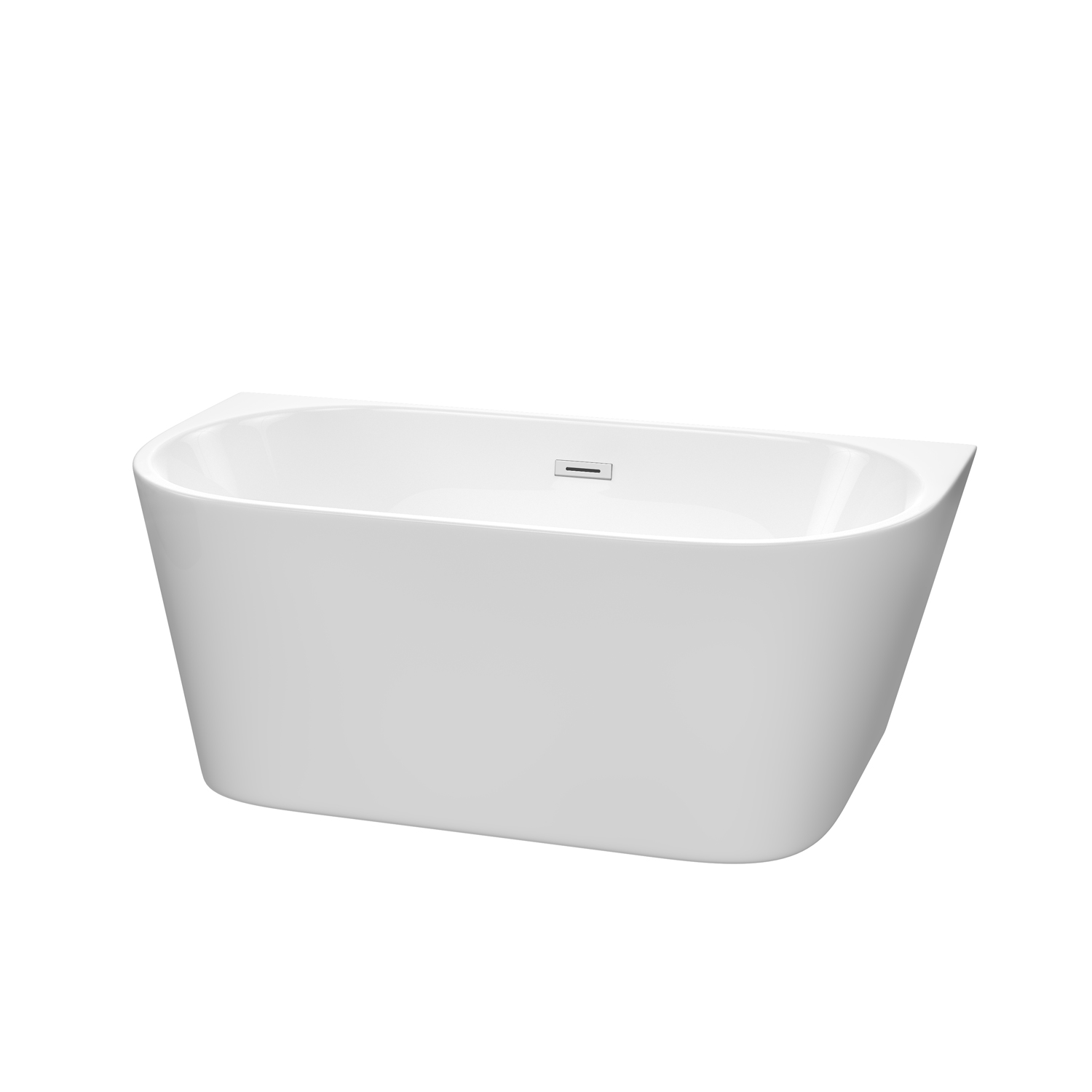 59" Freestanding Bathtub in White with Polished Chrome Drain and Overflow Trim with Hardware and Faucet Options