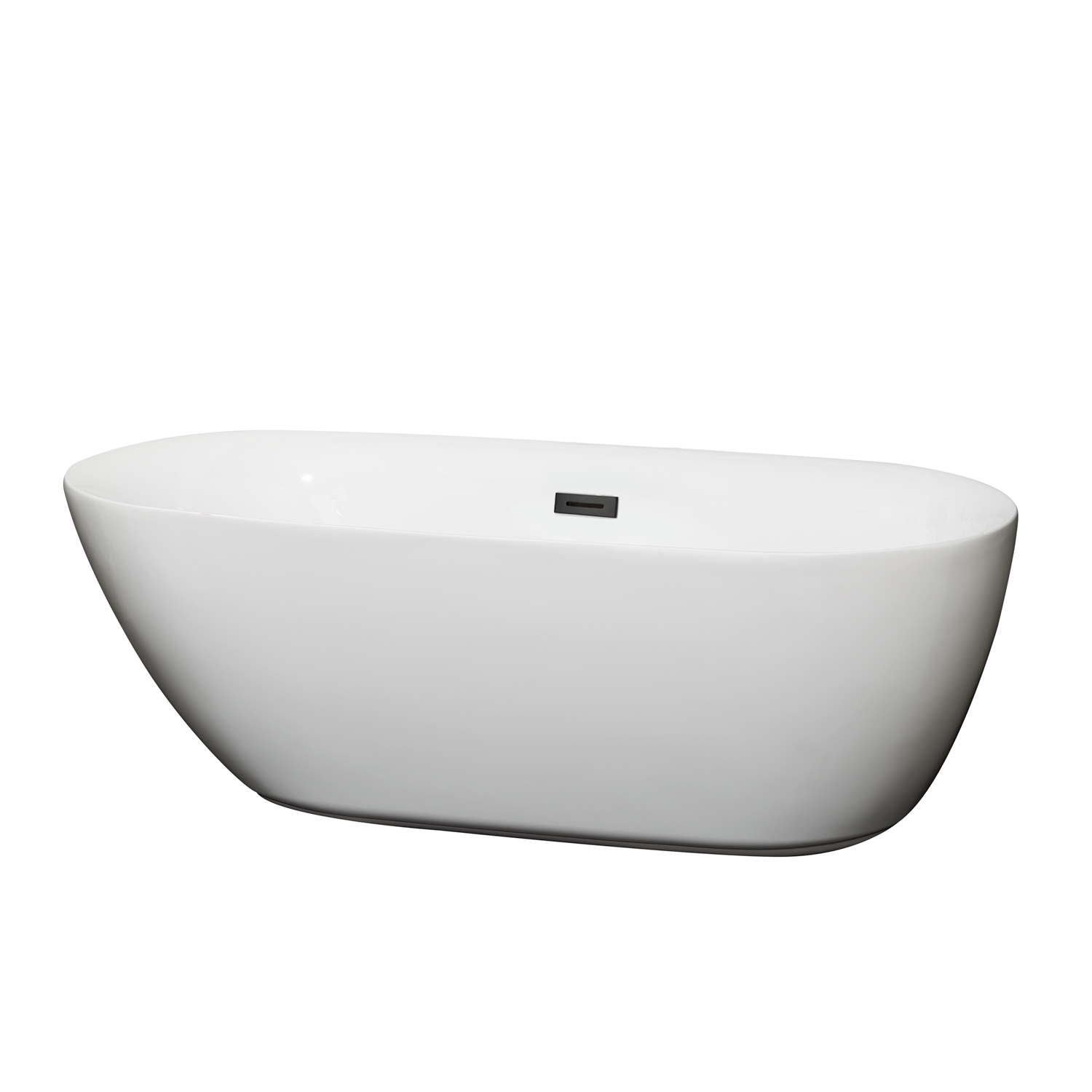 65" Freestanding Bathtub in White with Matte Black Drain and Overflow Trim