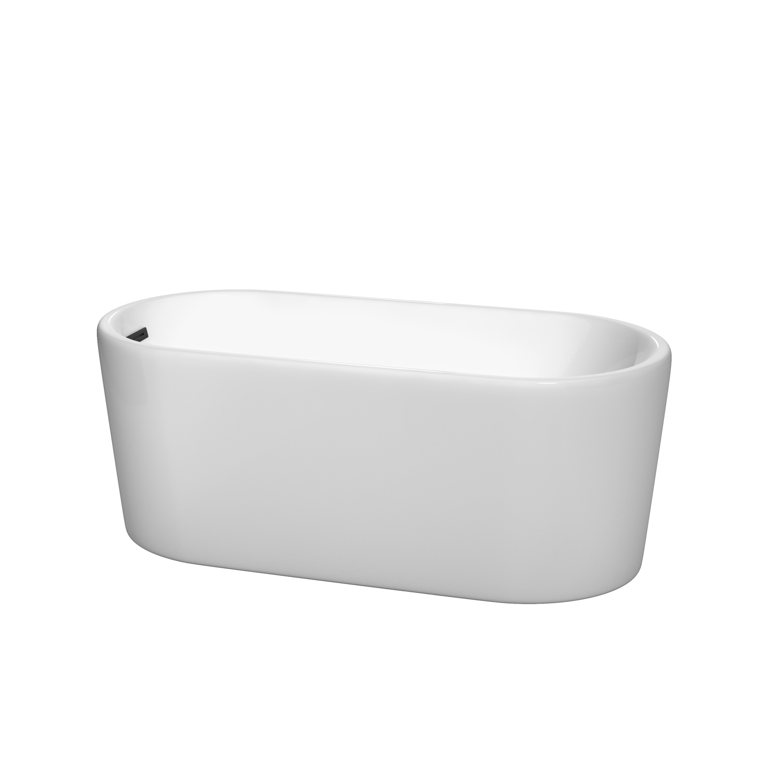 59" Freestanding Bathtub in White with Overflow Trim and Matte Black Pop-up Drain 