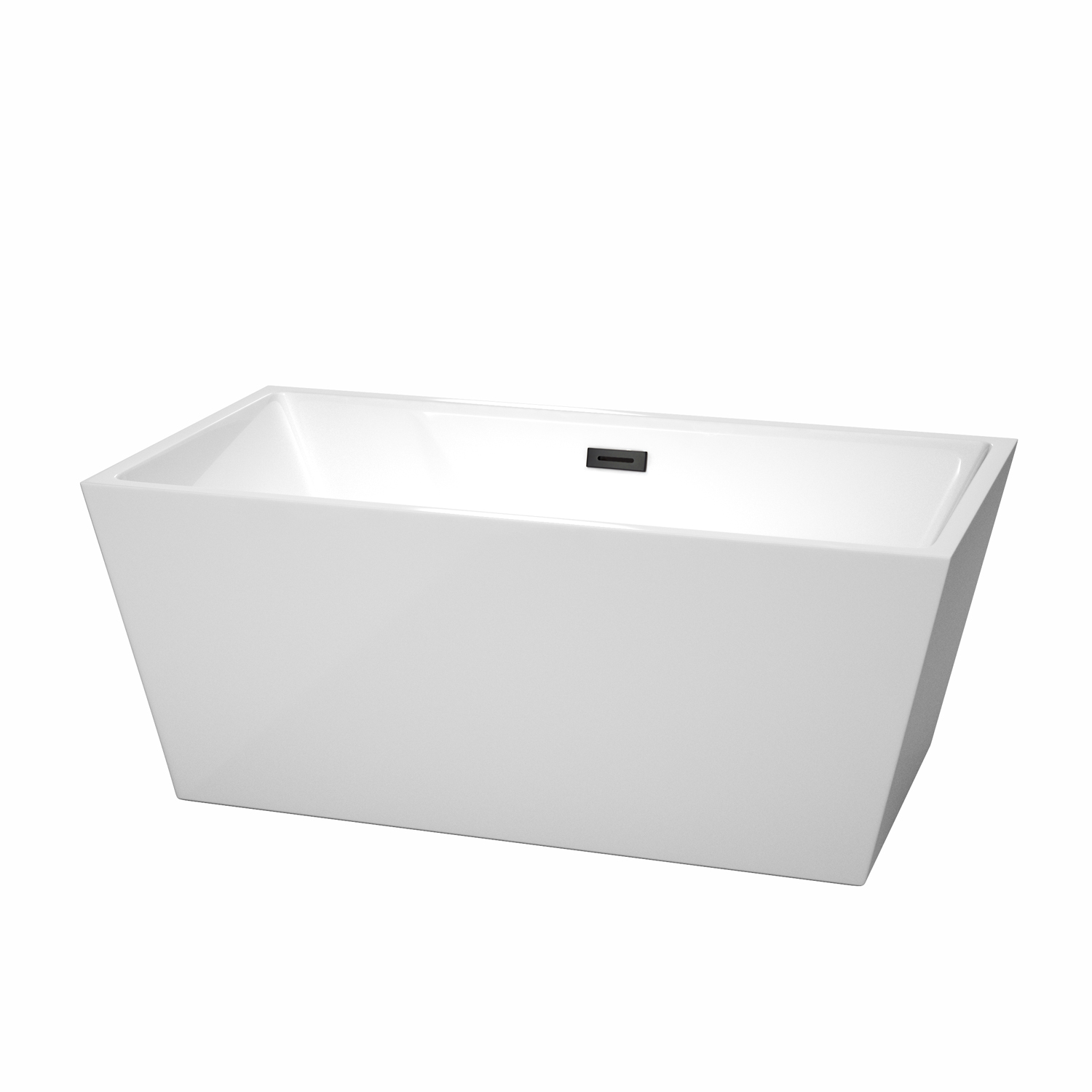 59" Freestanding Bathtub in White Finish with Matte Black Drain and Overflow Trim
