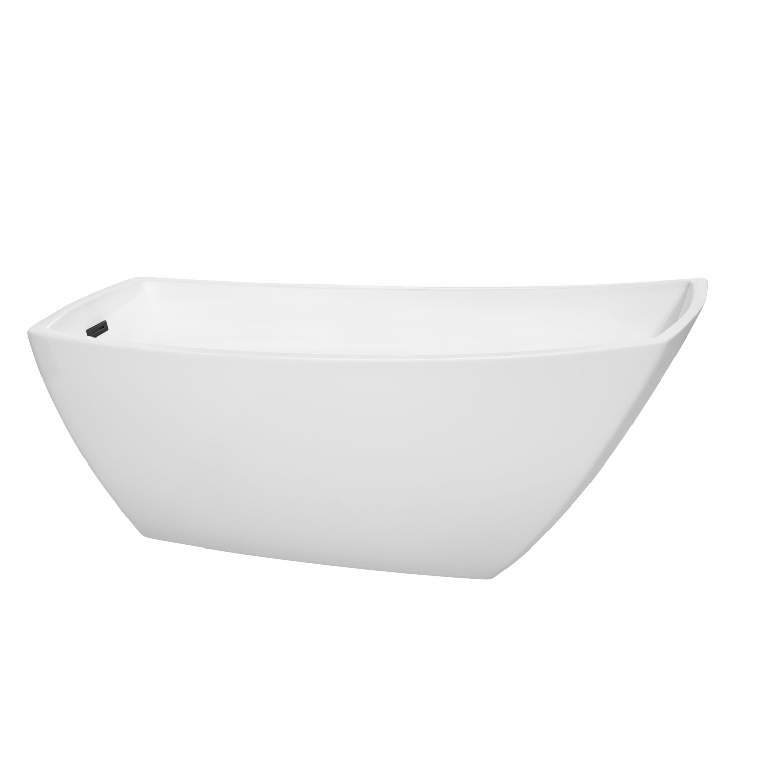 67" Freestanding Bathtub in White with Overflow TrimMatte and  Black Pop-up Drain
