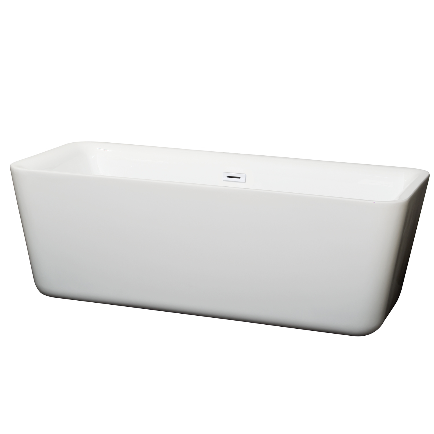 69" Freestanding Bathtub in White with Shiny White Drain and Overflow Trim
