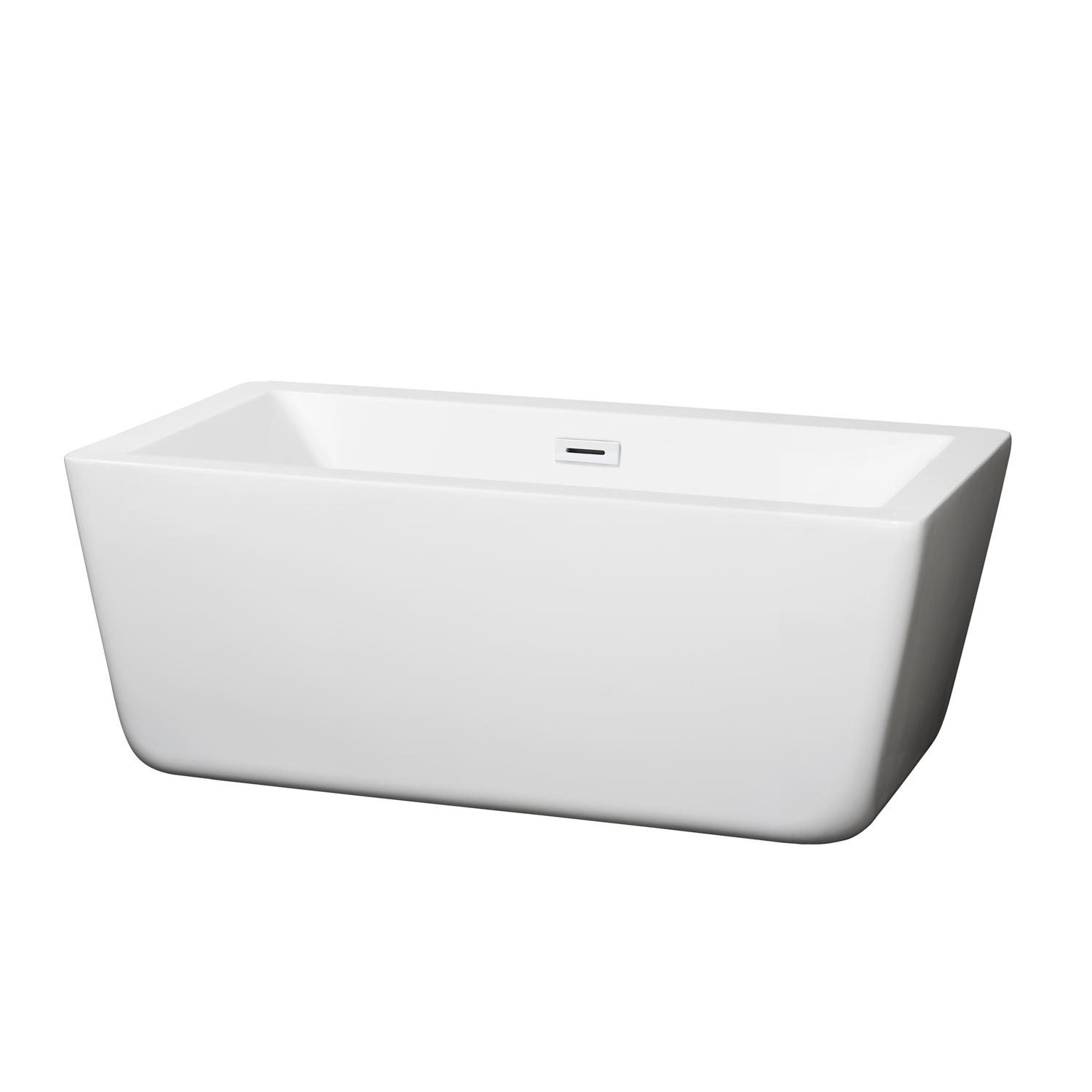 59" Freestanding Bathtub in White with Shiny White Drain and Overflow Trim
