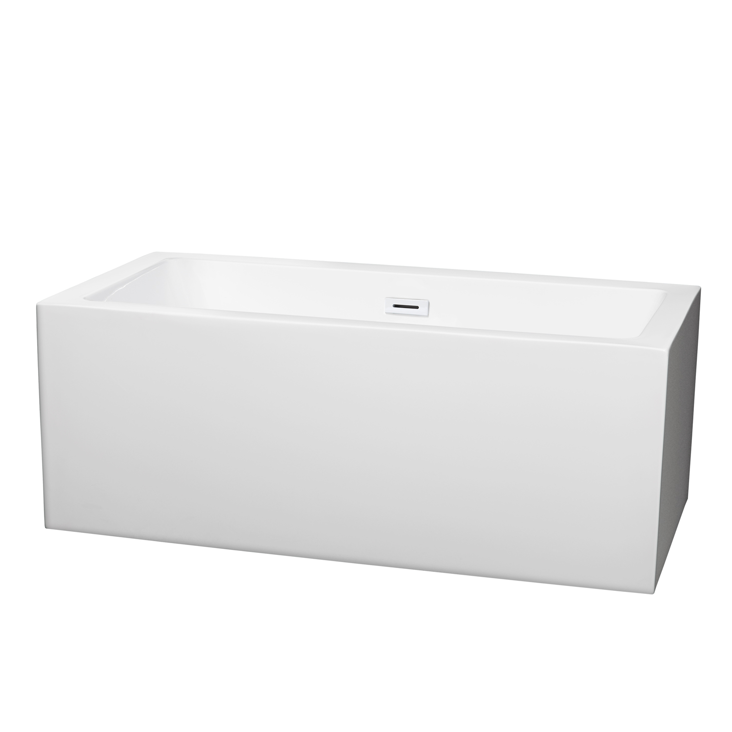 60" Freestanding Bathtub in White with Shiny White Pop-up Drain and Overflow Trim Finish