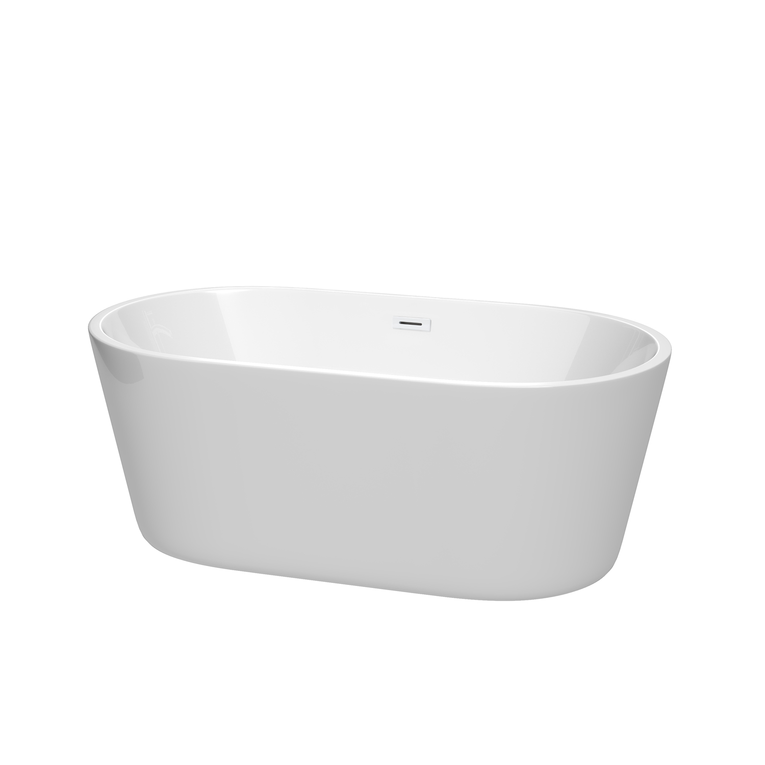 60" Freestanding Bathtub in White Finish with Shiny White Pop-up Drain and Overflow Trim