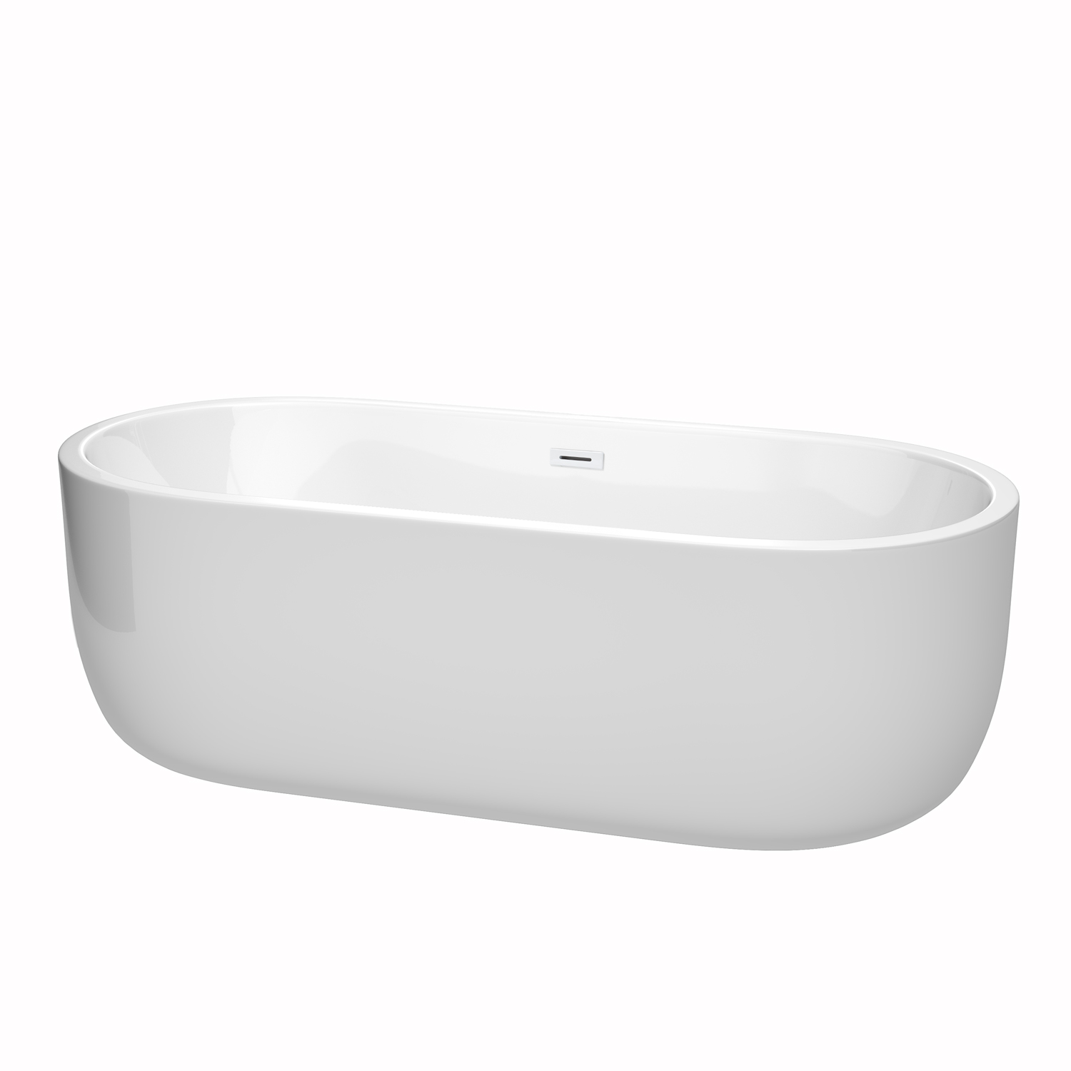 71" Freestanding Bathtub in White Finish with Shiny White Drain and Overflow Trim