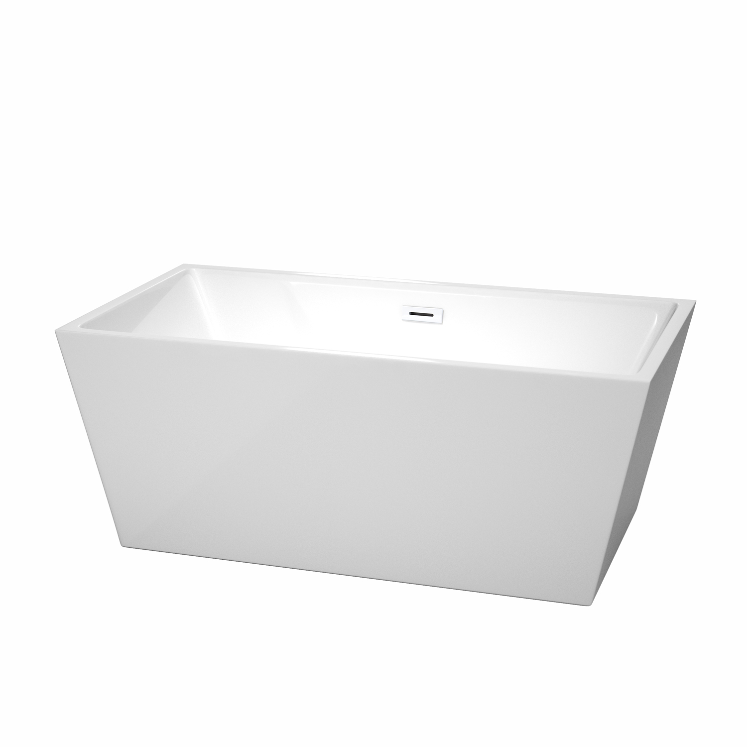 59" Freestanding Bathtub in White with Overflow Trim Finish and Shiny White Drain 