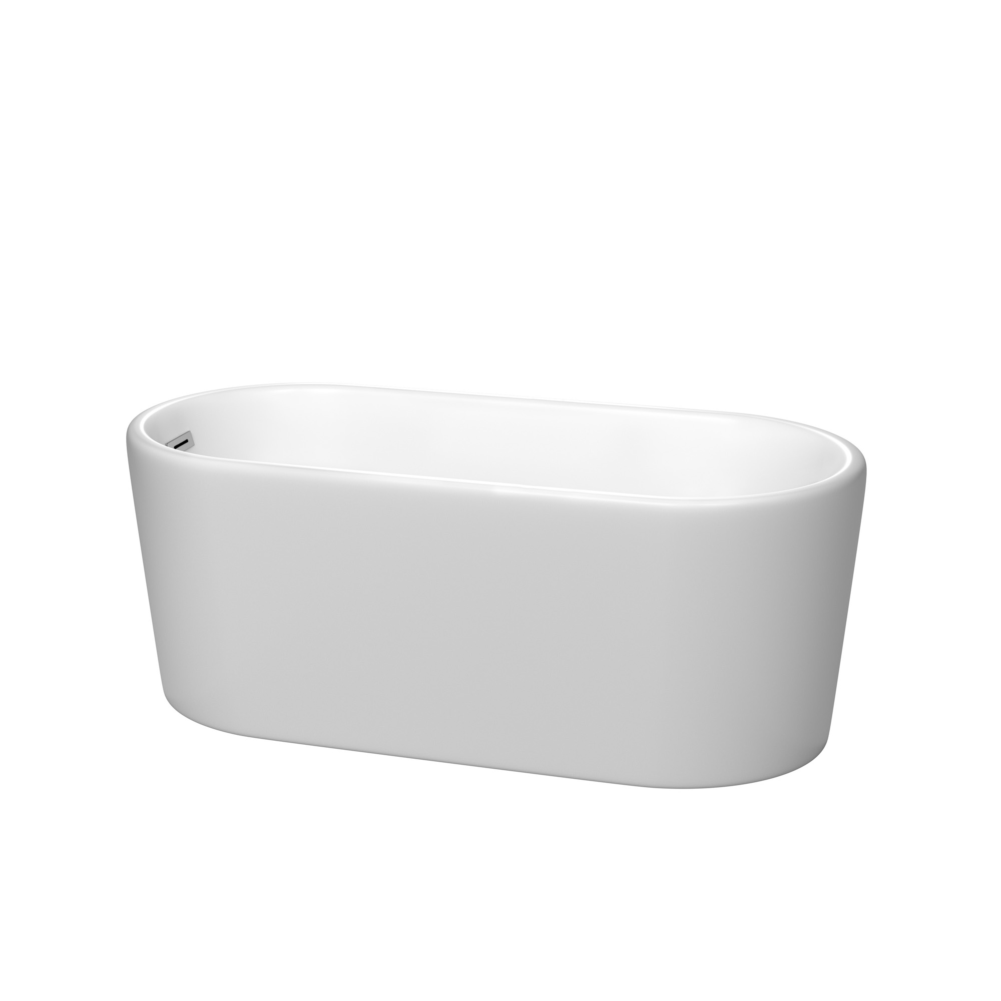 59" Freestanding Bathtub in Matte White with Polished Chrome Drain and Overflow Trim