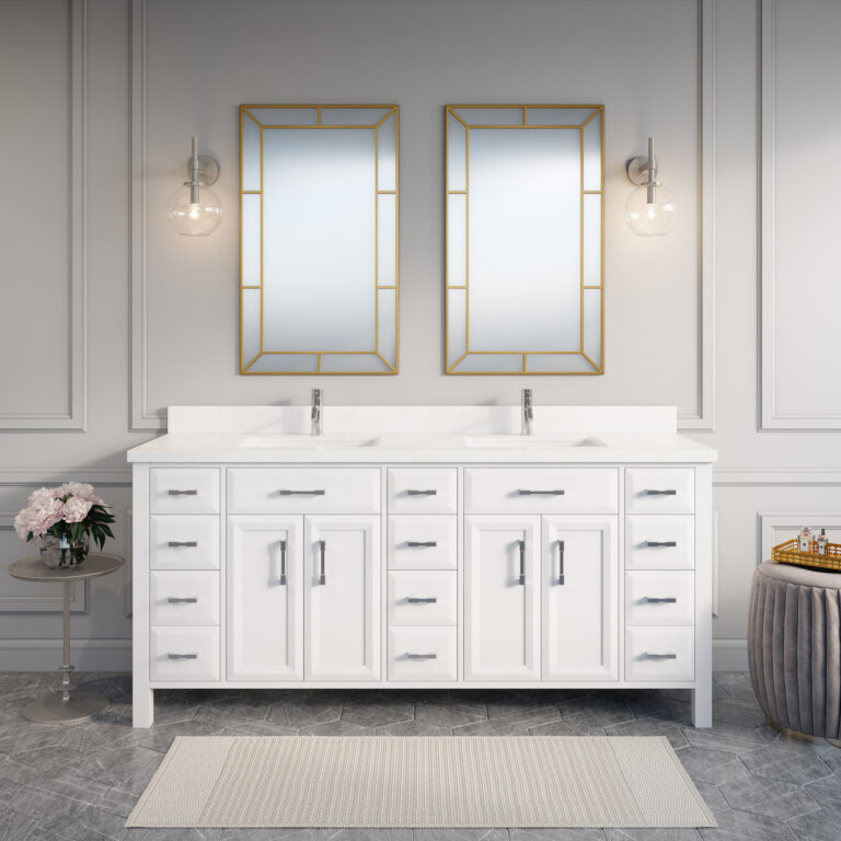 Issac Edwards Collection 75" White Double Sink Vanity by Studio Bathe