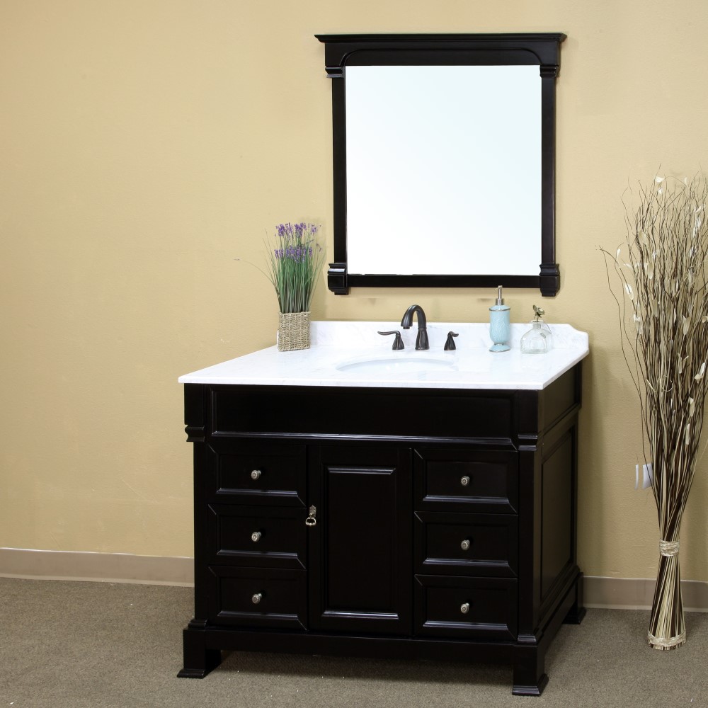 50" Single Sink Vanity-Wood-Espresso with Mirror and Linen Cabinet Options