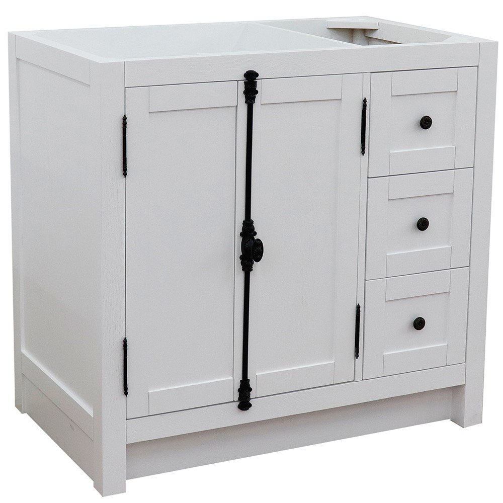 36" Single Vanity in Glacier Ash Finish - Cabinet Only with Door Options