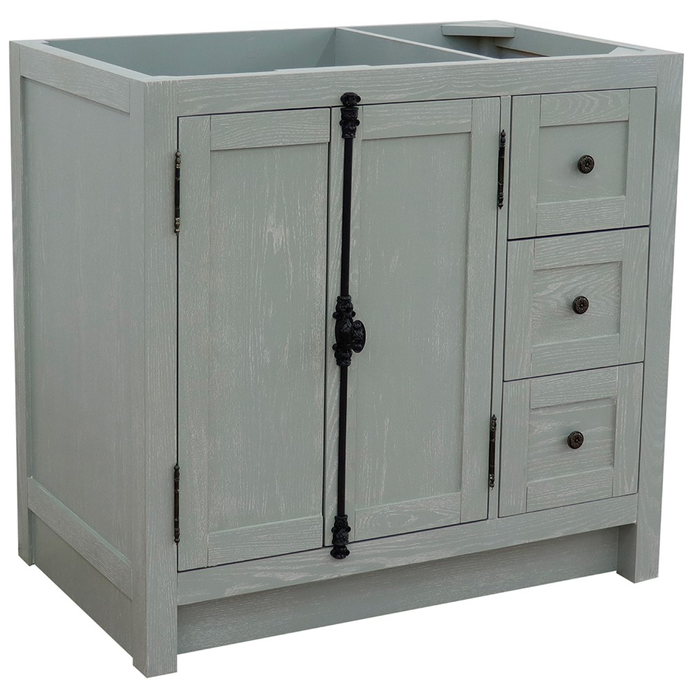 36" Single Vanity in Gray Ash Finish - Cabinet Only with Door Options