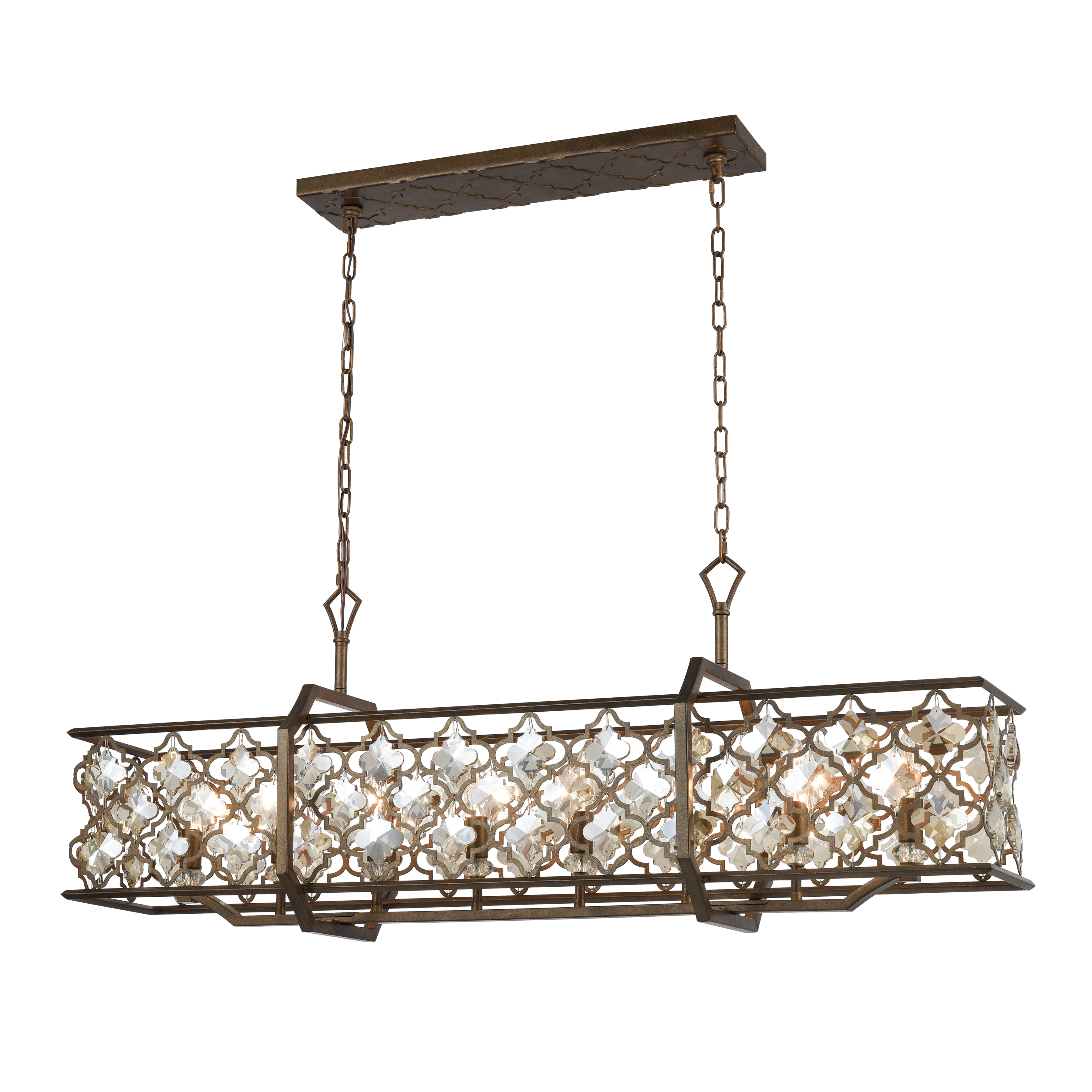 Armand 47'' Wide 8-Light Linear Chandelier - Weathered Bronze 