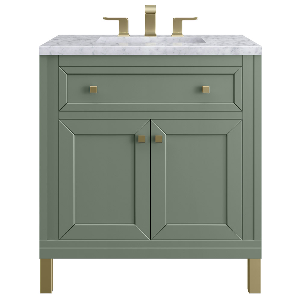 James Martin Chicago Collection 30" Single Vanity, Smokey Celadon With Countertops Options 