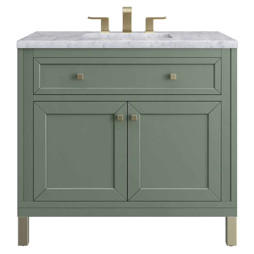 James Martin Chicago Collections 36" Single Vanity, Smokey Celadon With Countertops Options