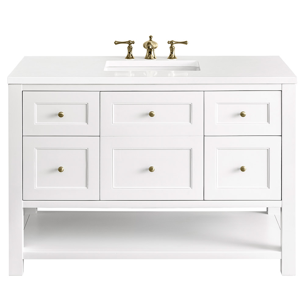 James Martin Breckenridge Collection 48" Single Vanity, Bright White With Countertops Options