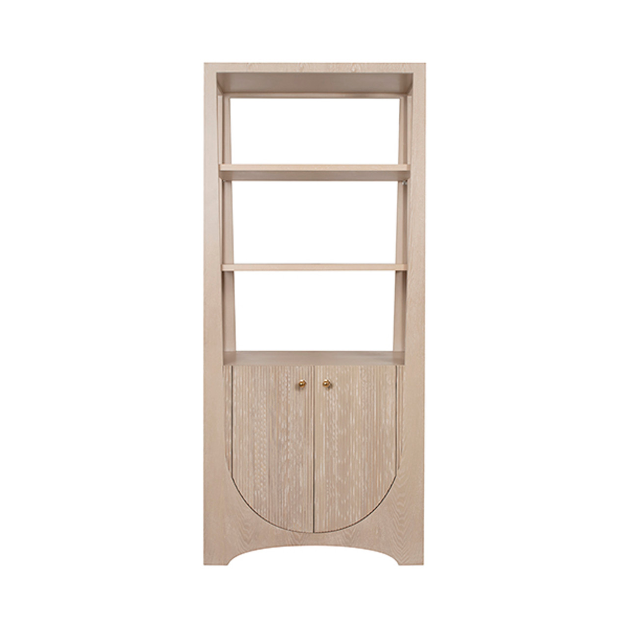Etagere with Two Door Fluted Cabinet in Light Cerused Oak