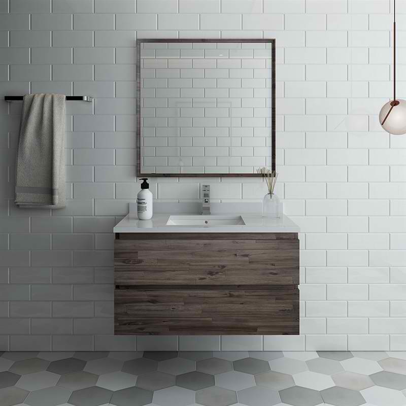 36" Wall Hung Modern Bathroom Vanity w/ Mirror